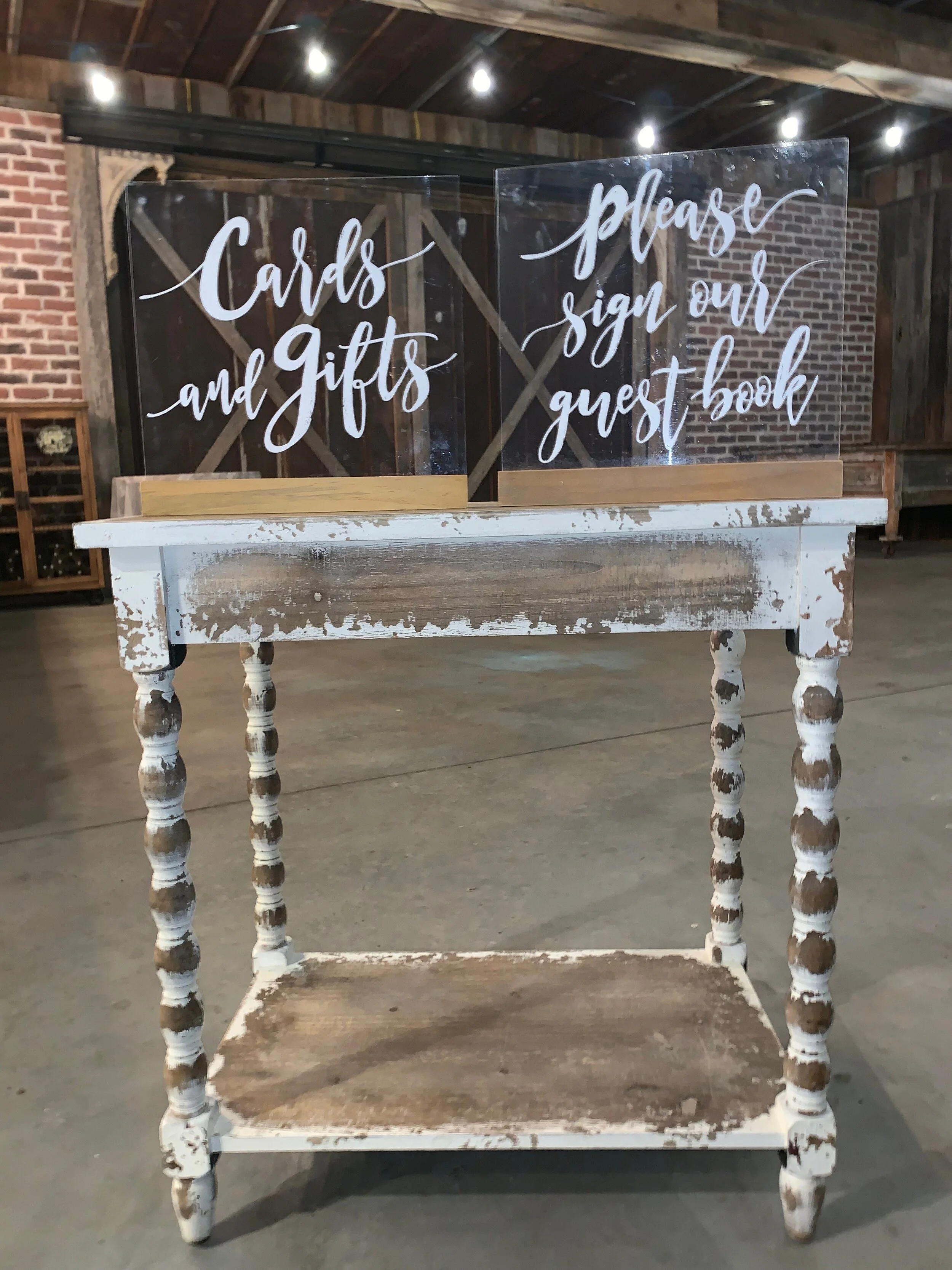 acrylic cards and gifts and guest book signs 