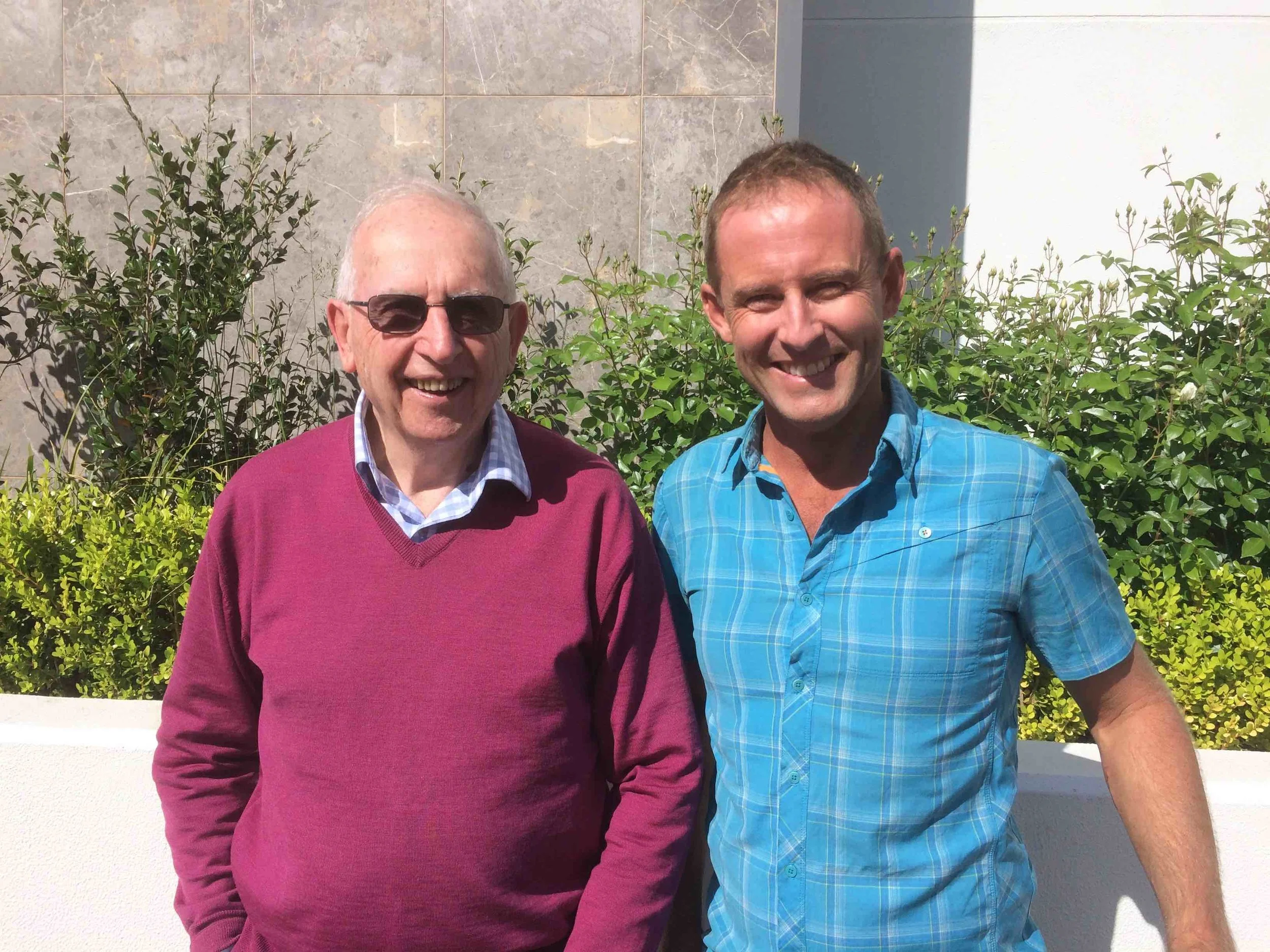 Hugh Mackay and Anthony James at Hugh’s home in Canberra. Pic: Olivia Cheng.