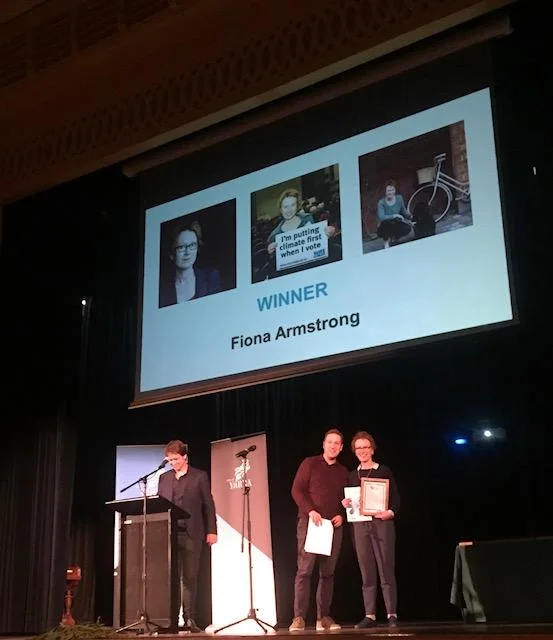 Fiona Armstrong is awarded the 2018 Frank Fisher Award. Pic: City of Yarra.