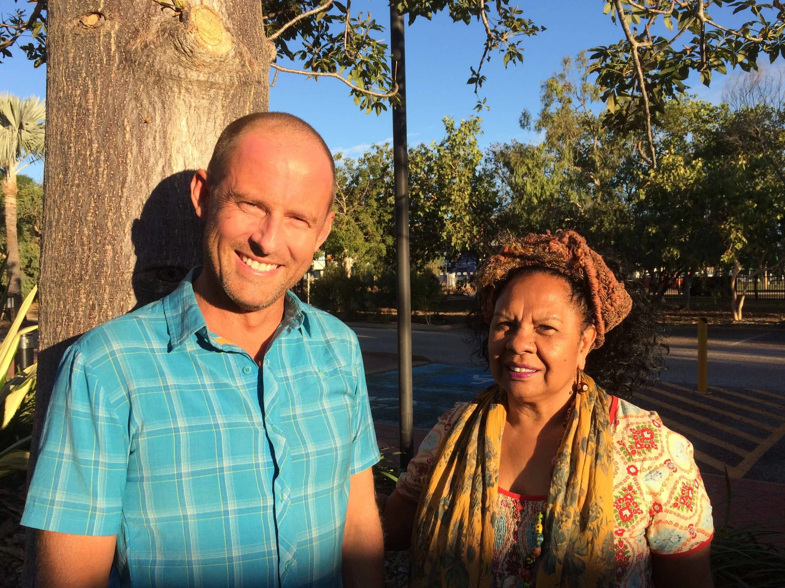 Anthony James and Dr Anne Poelina in Broome. Pic: Olivia Cheng.