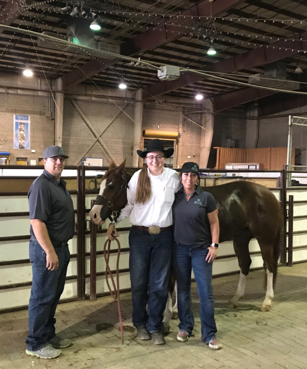 Regan Plendl and her horse, Cat’s Lighting Rey, after winning the Non-Pro Finals at NCHA Western Nationals.