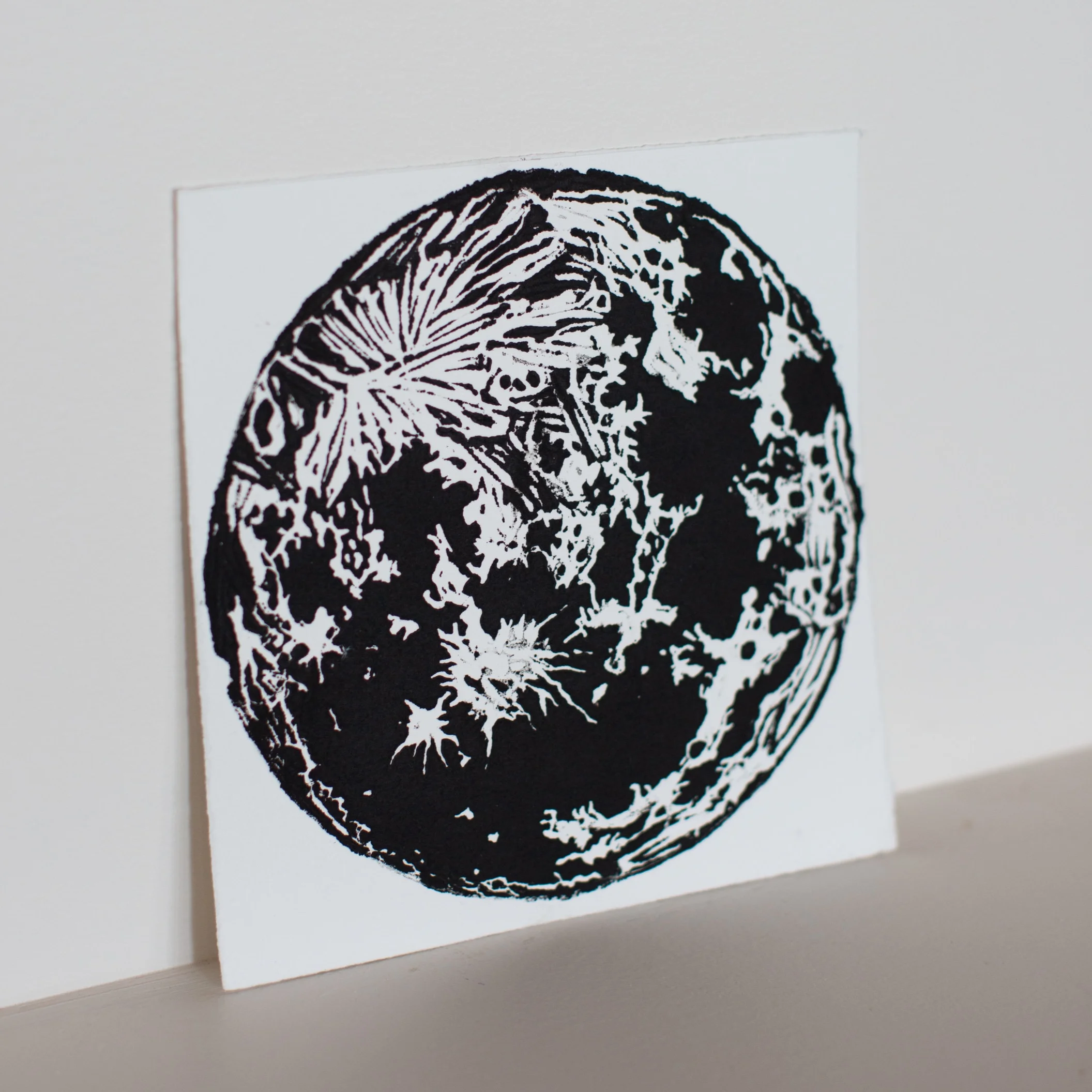 Moon Linoleum Print