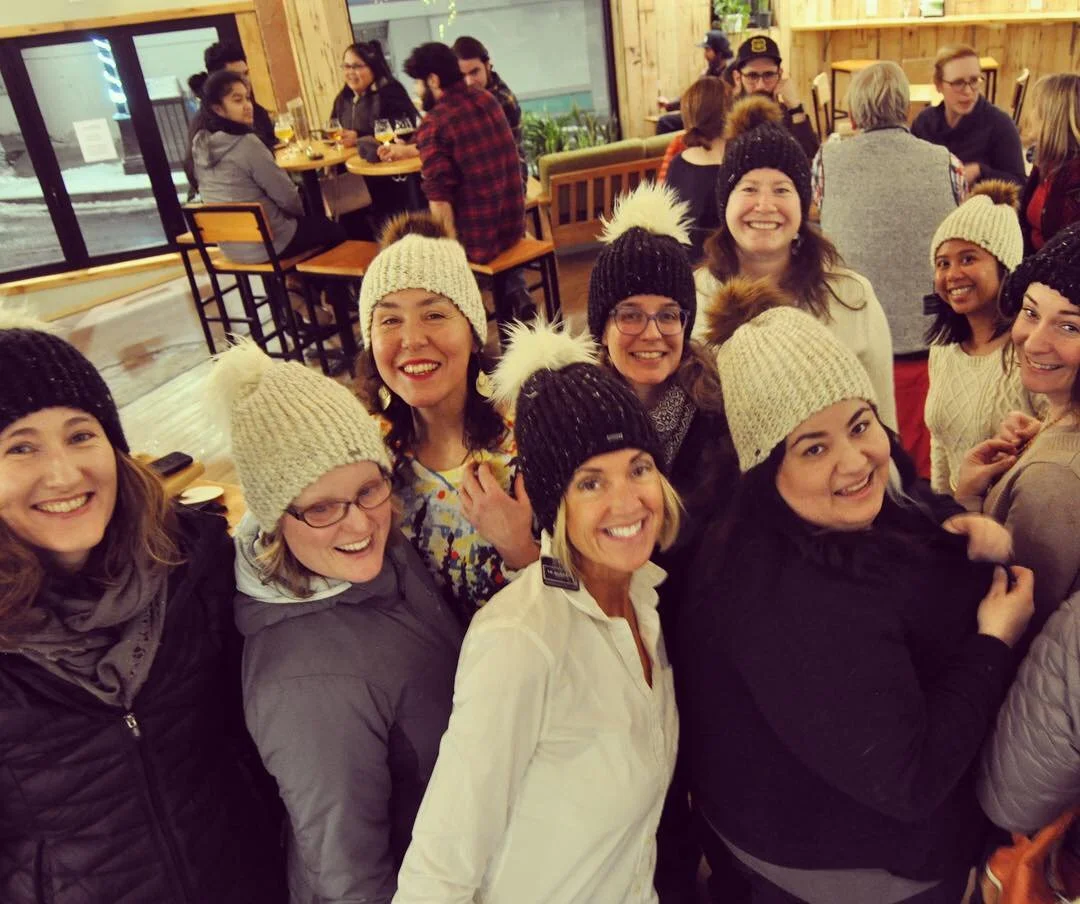  In this adult education workshop put on by the Juneau Arts and Humanities Council ‘Art Glasses’ program, Tanna led 20+ students through the creation of pom-pons for hats and earrings. 