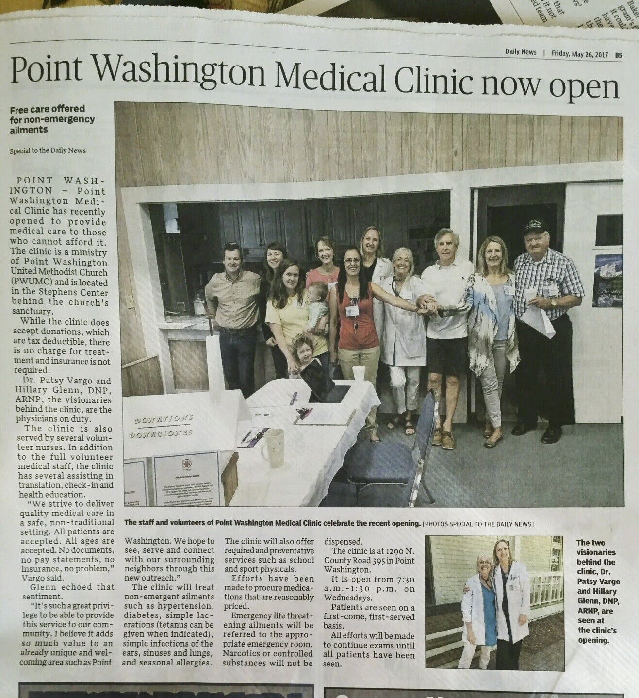  John was a part of the Point Washington Medical Clinic from the very beginning. 