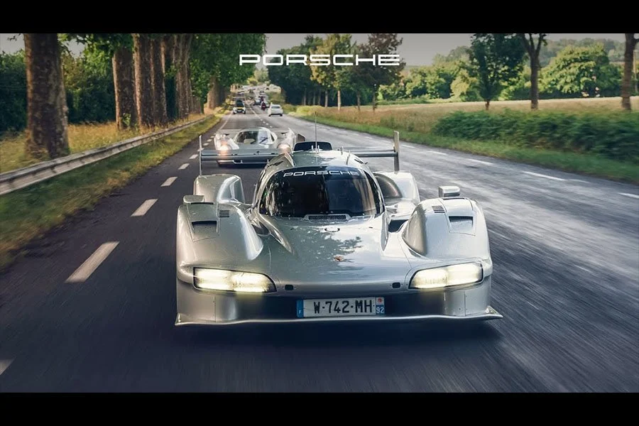 Video: The Porsche 963 RSP and 917 on the road to Le Mans