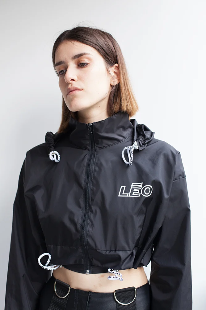 black cropped windbreaker