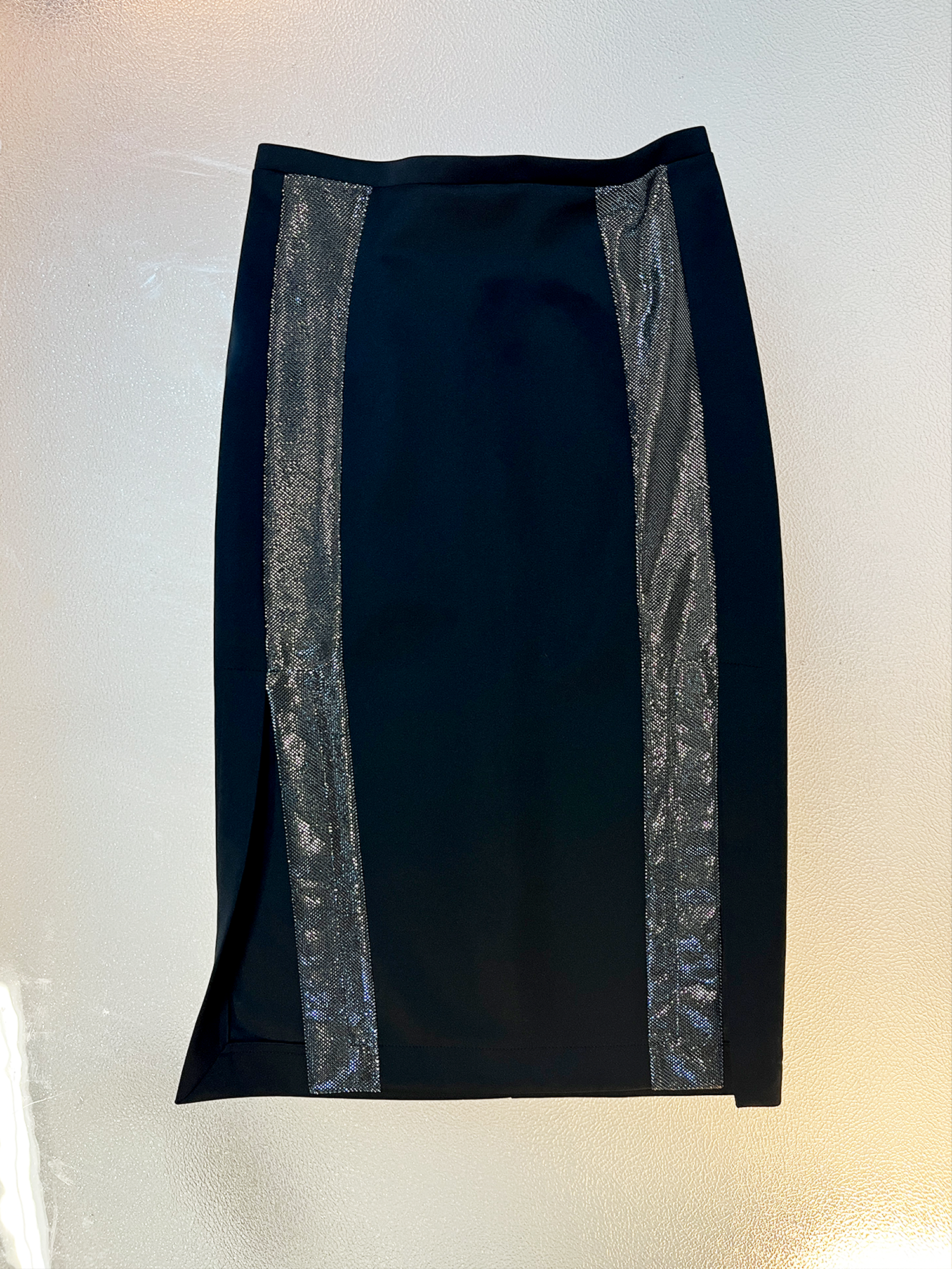 FREYA - SS16 - Jersey skirt with slits - Black/Silver