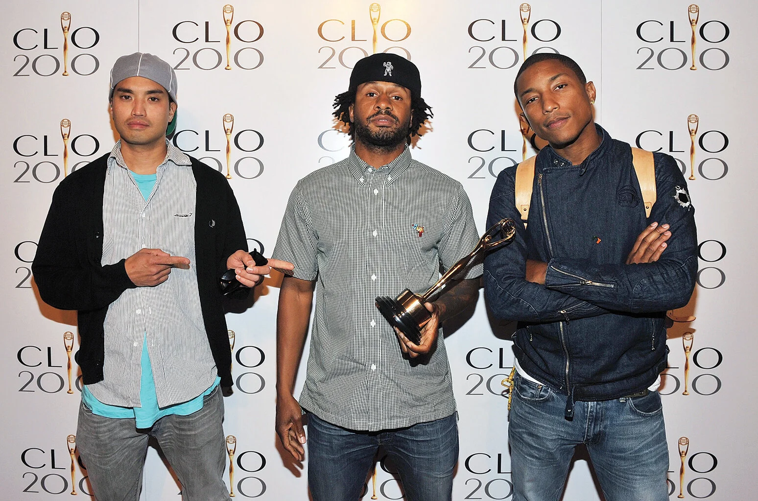 N*E*R*D’s Chad Hugo, Shay Haley and Pharrell Williams (from left) at the 2010 Clios.