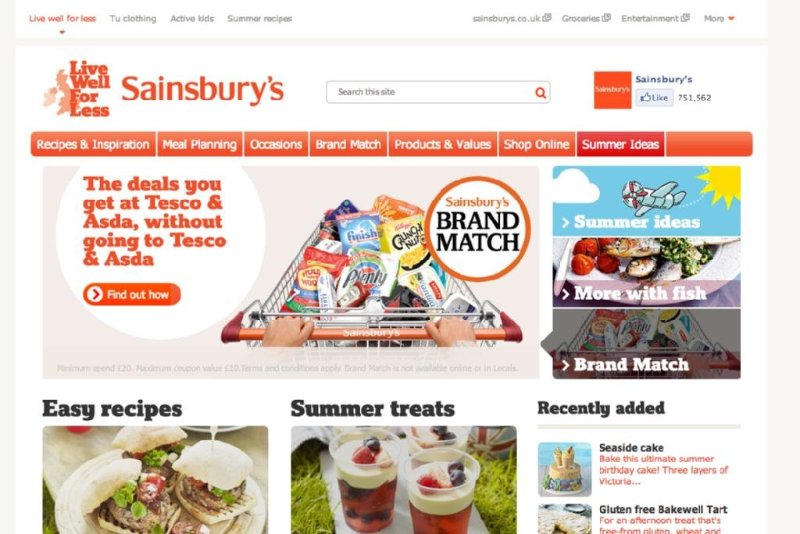 Sainsbury's. Live Well For Less. Website.