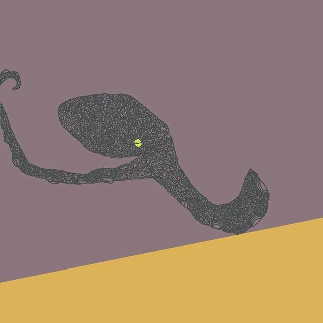 The Running Octopus, digital drawing based on painting, 2020
.
I&rsquo;ve had a bit of a nautical theme this week which I think is because I&rsquo;m not a fan of the ocean...Mainly because of how unknown and mysterious it is so anything to do with th