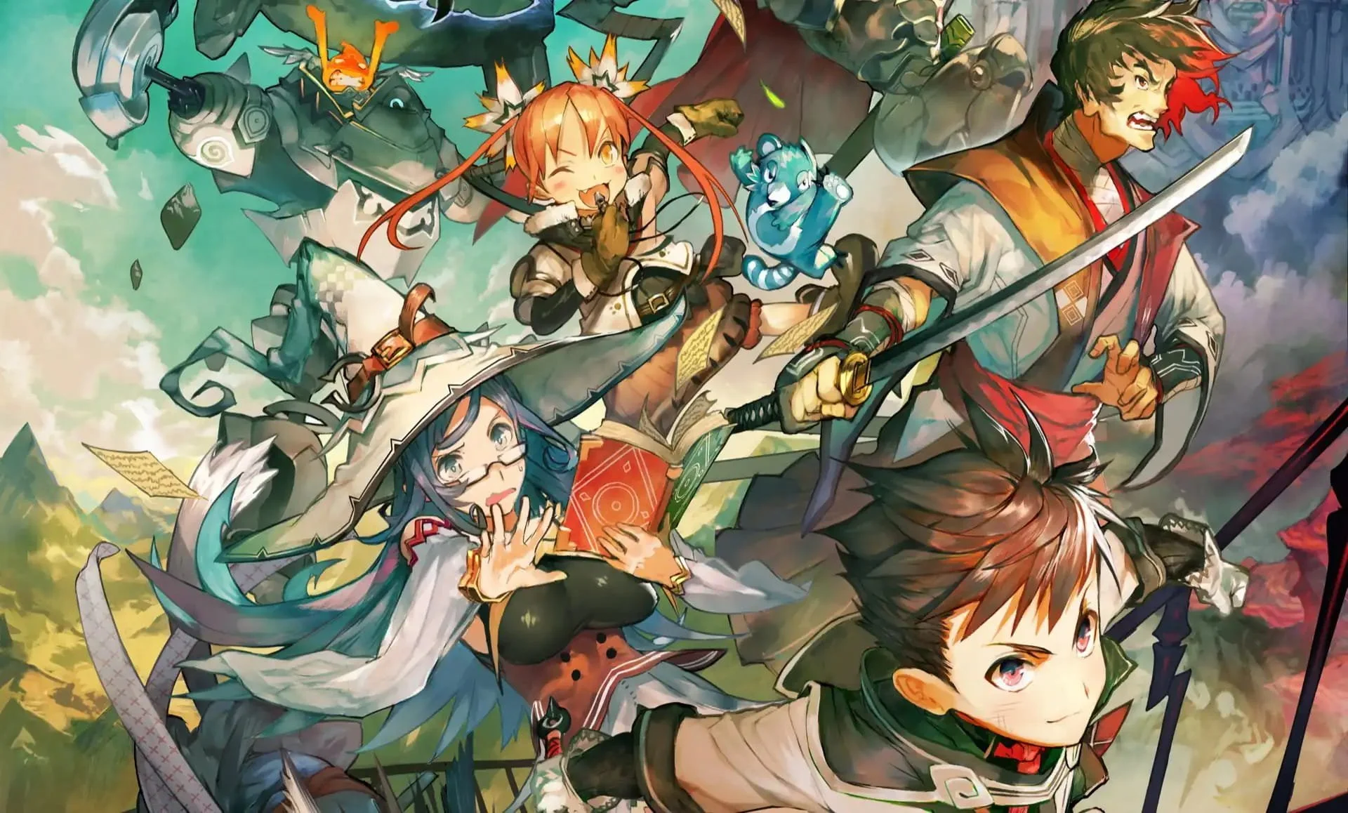 Alt text: The logo of RPG Maker MV, depicting various RPG-like characters going about their business.