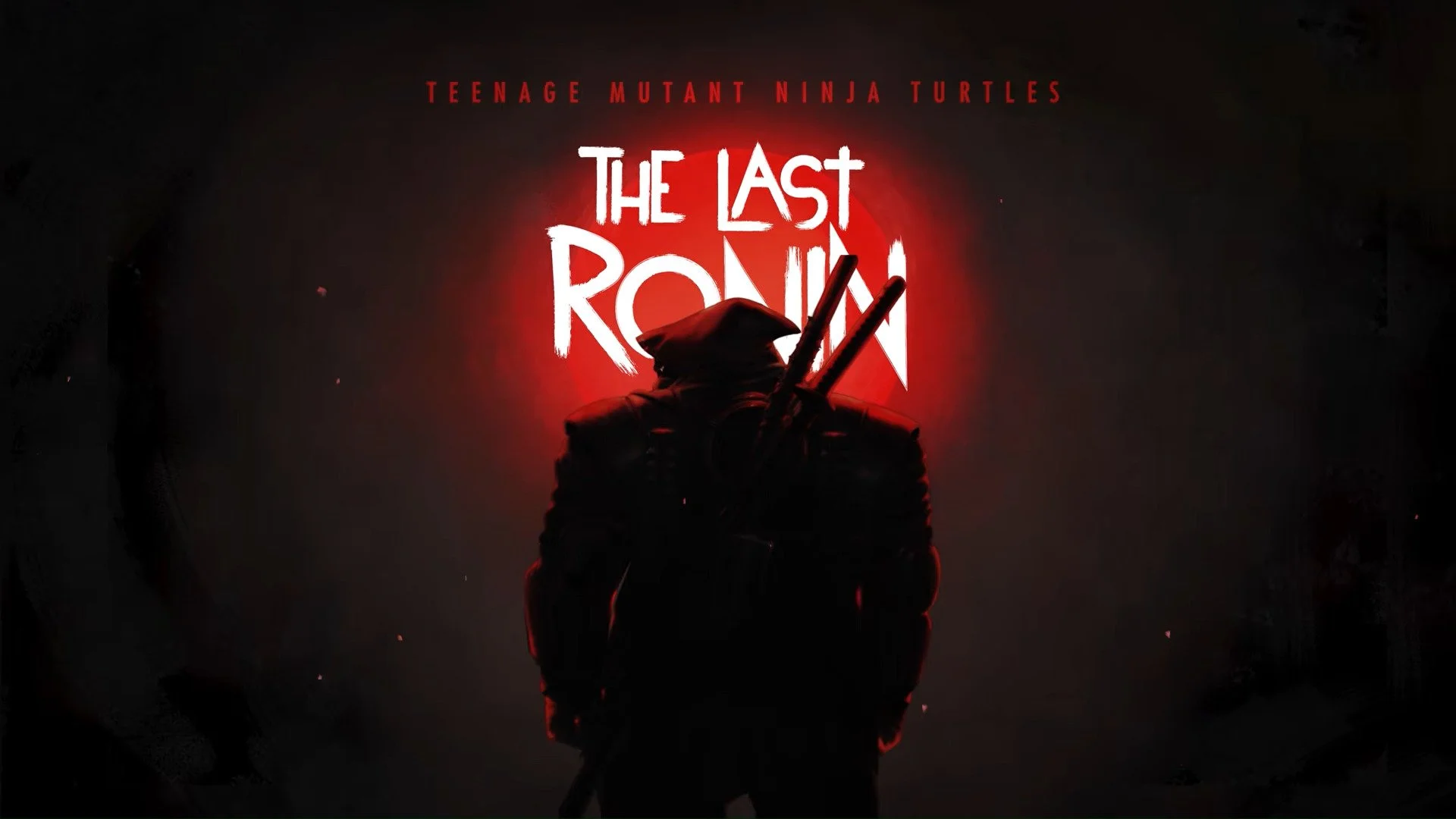 Alt text: A turtle wearing a hood stands under the title, “Teenage Mutant Ninja Turtles: The Last Ronin.”
