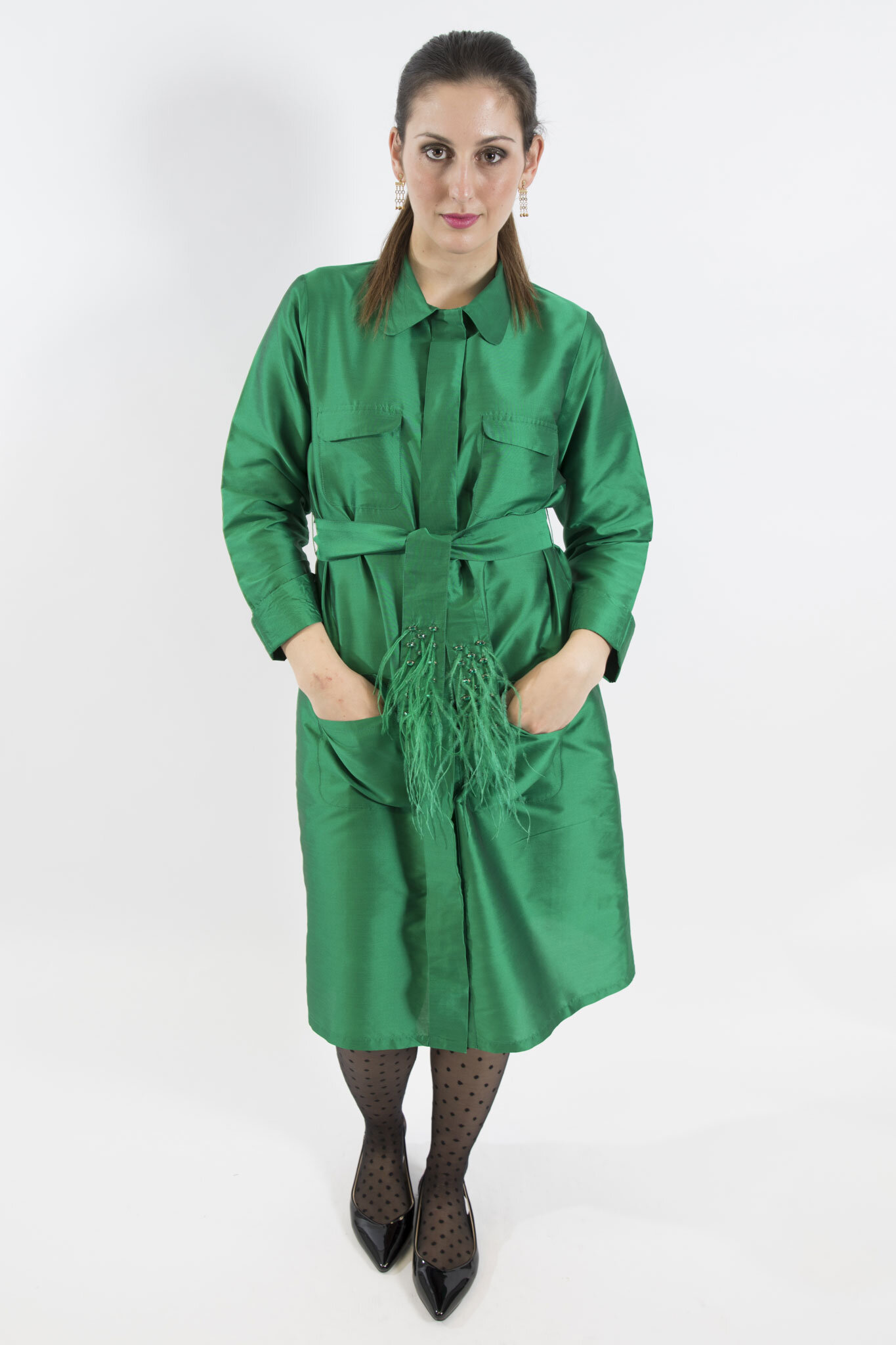 pop_london_emerald_ostrich_feather_crystal_taffeta_evening_trench_coat