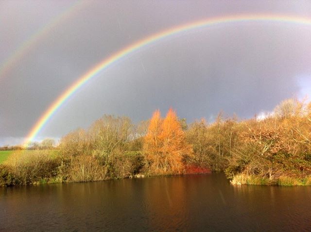 Double rainbow at the lake.  Come and find our little pot of gold.....