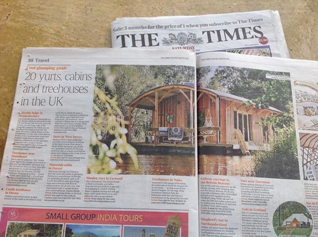 Thrilled to bits to be voted favourite glamping pick by The Times travel section today