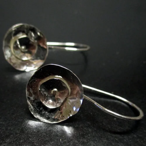 handmade silver poppy earrings