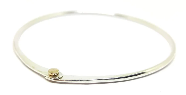 artisan silver riveted bangle gold rivet