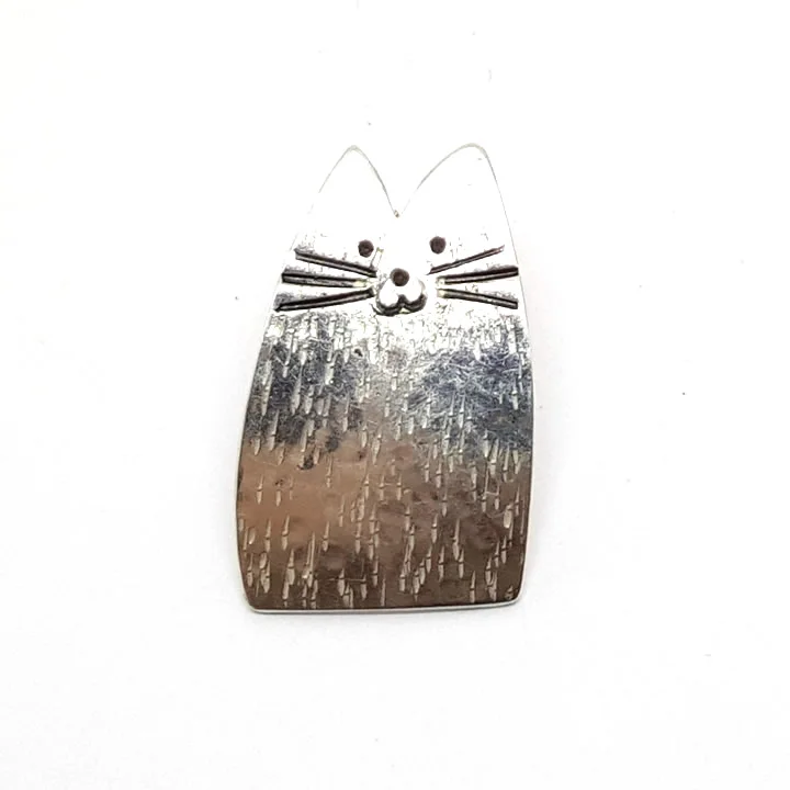 handmade silver cat pin brooch