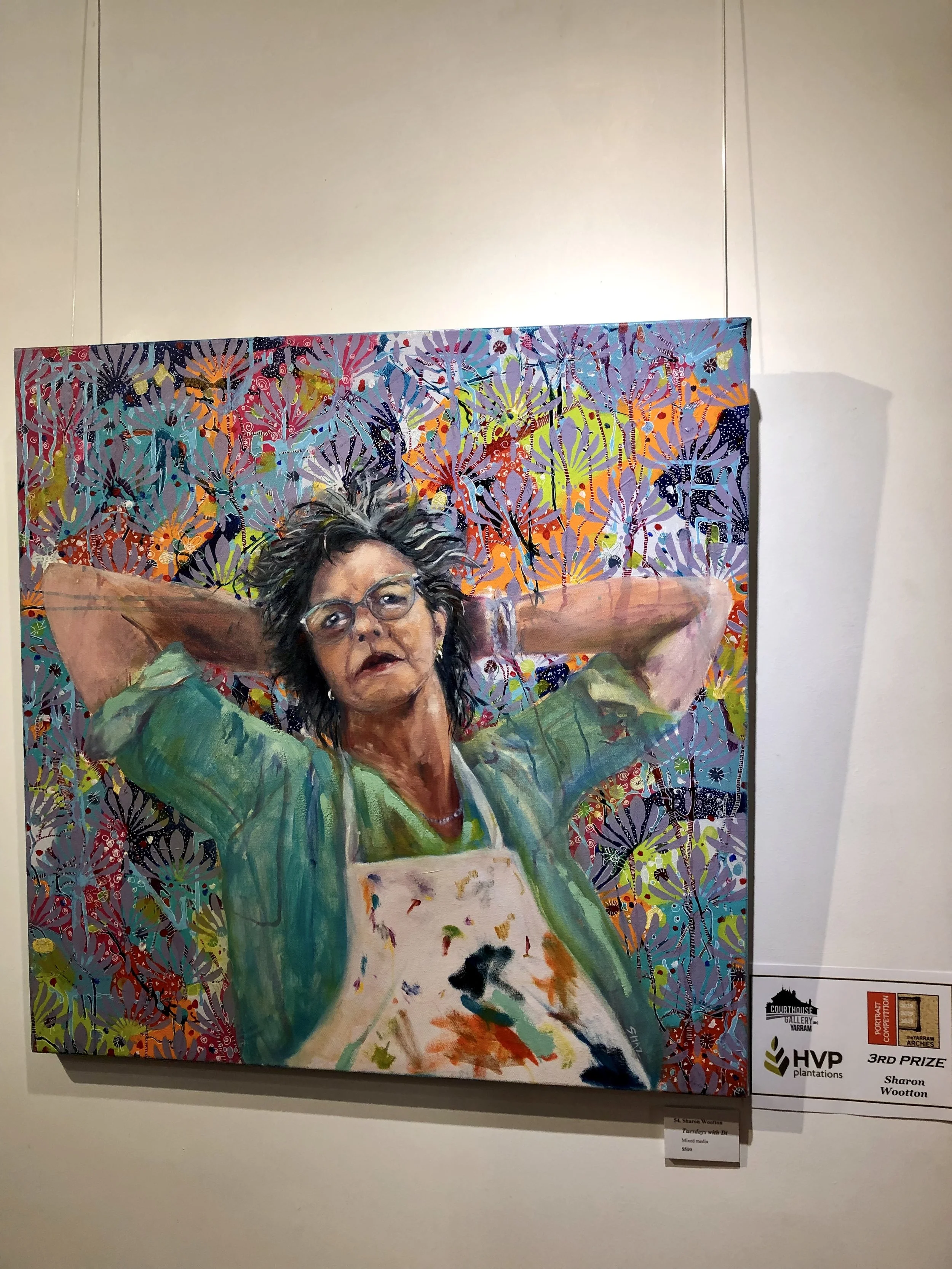 3rd Prize (Open) Title: “Tuesdays with Di” Artist: Sharon Wootton Mixed Media