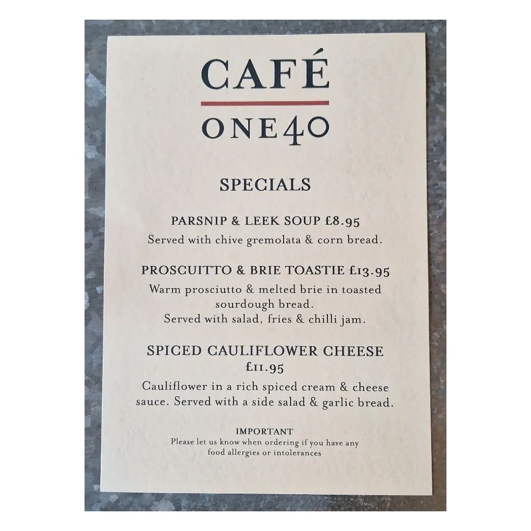 New Cafe Specials 🙌 look yummy 
#one40cranleigh #destinationcranleigh