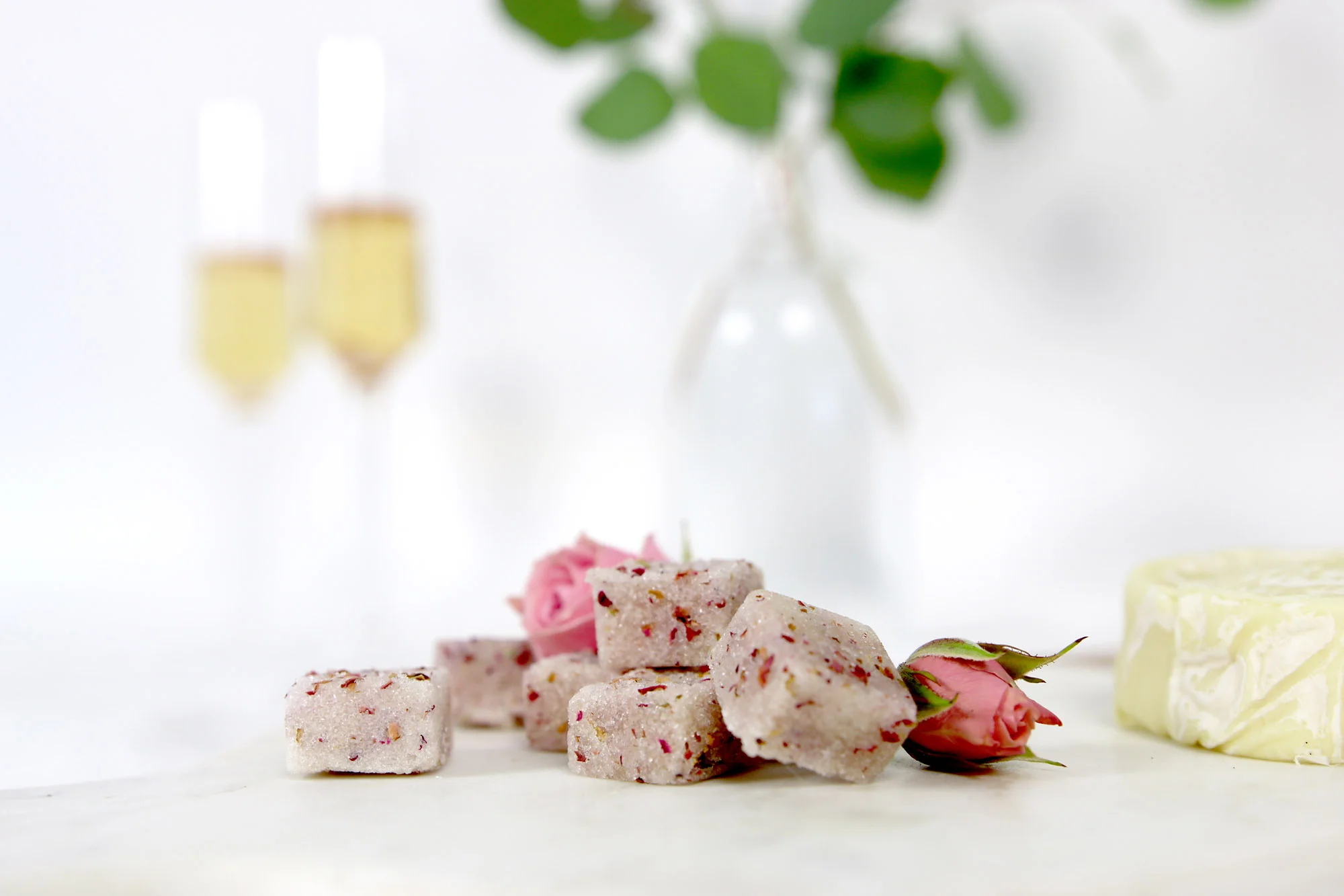 Sugar Cubes with Rose Petals in Champagne | Storied Goods