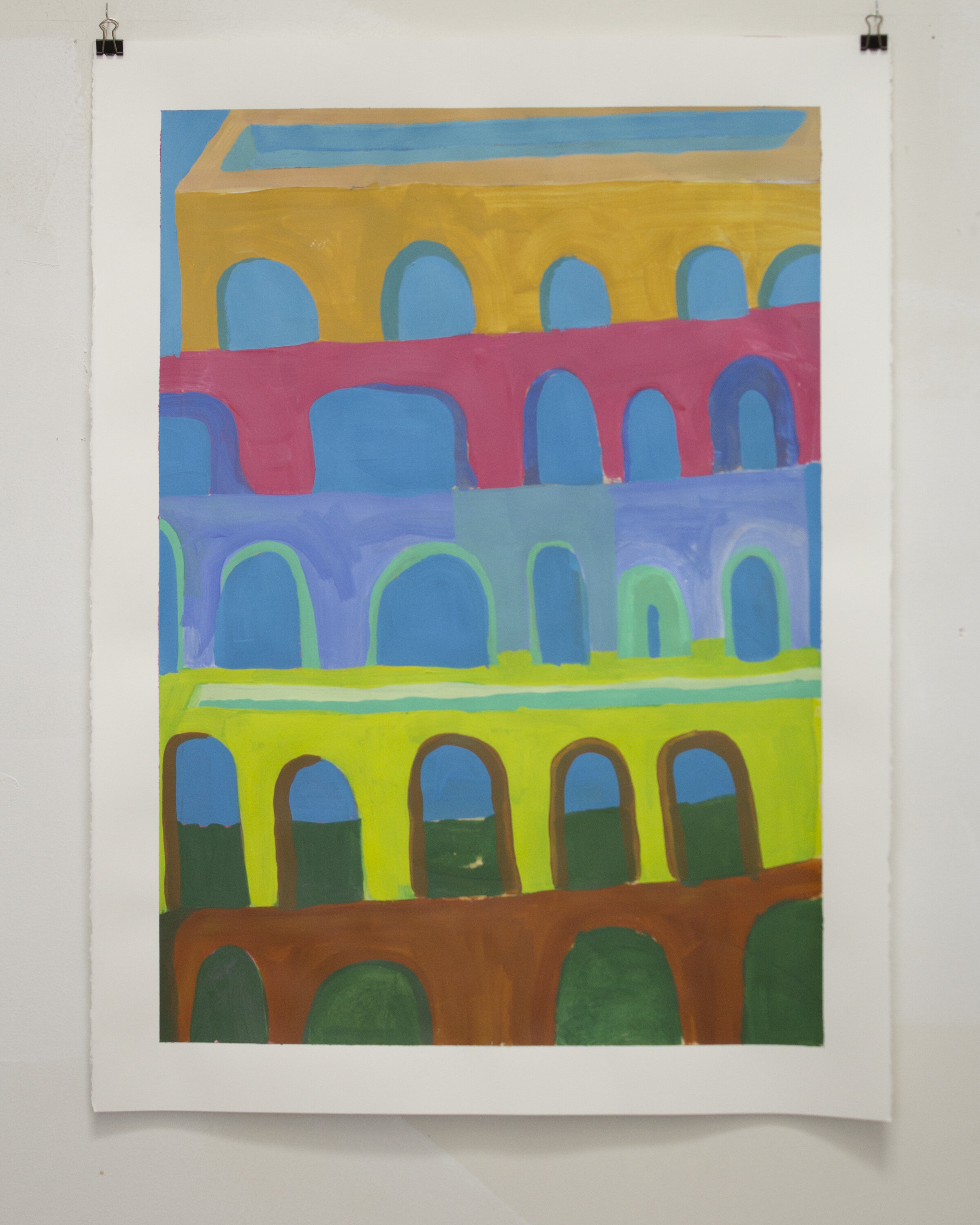   Aqueduct , 2019, Acrylic on Paper, 22” x 30” 