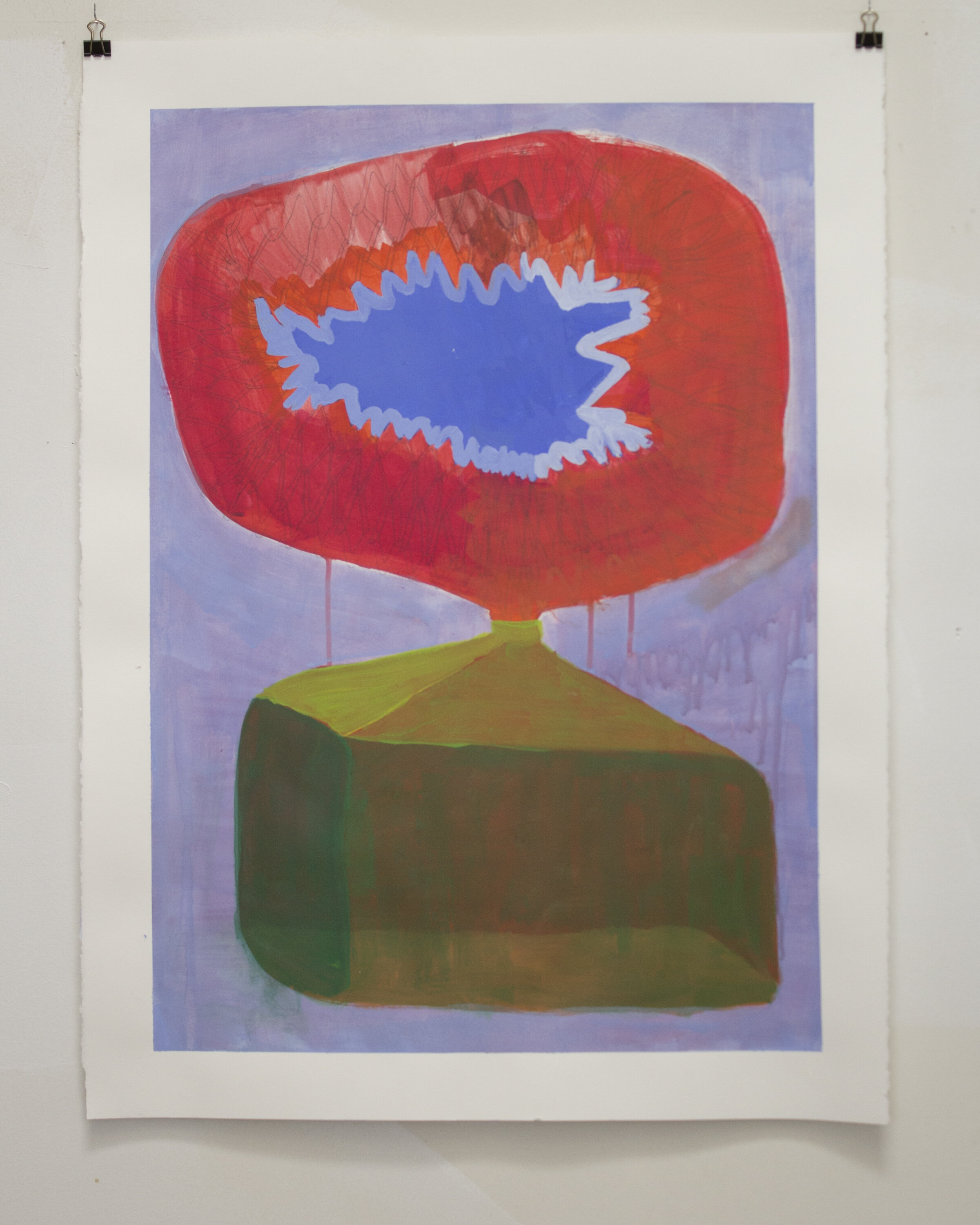  Red Milk,  2019, Acrylic on Paper, 22” x 30” 
