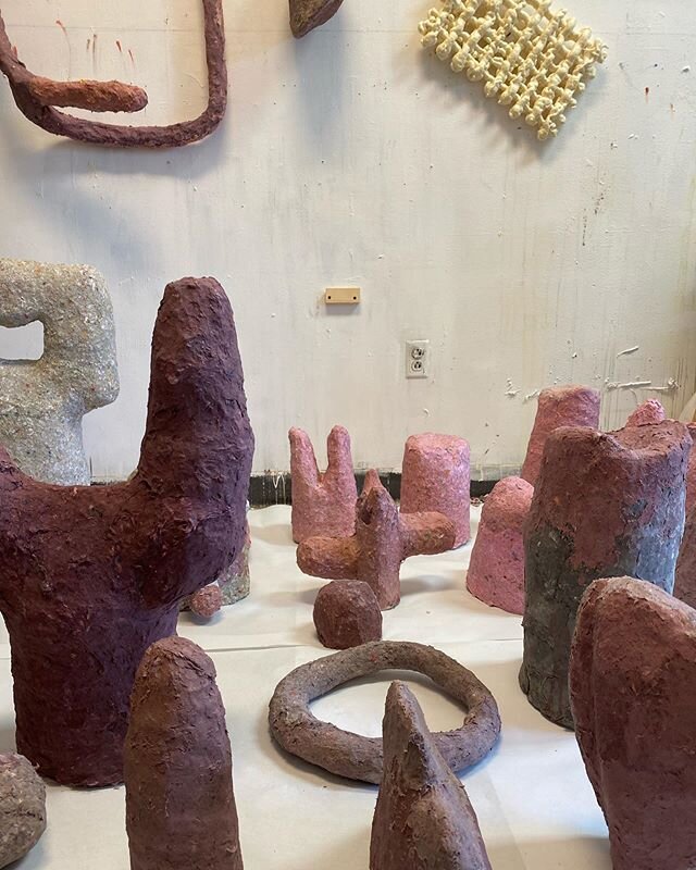 Me and my small militia are ready to take down covid. But they have been telling me that I have been going stir crazy. Grateful to still be in the studio at least. 
#studio #clay #sculpture #object #thing #covid_19 #itscoronatime #mfa