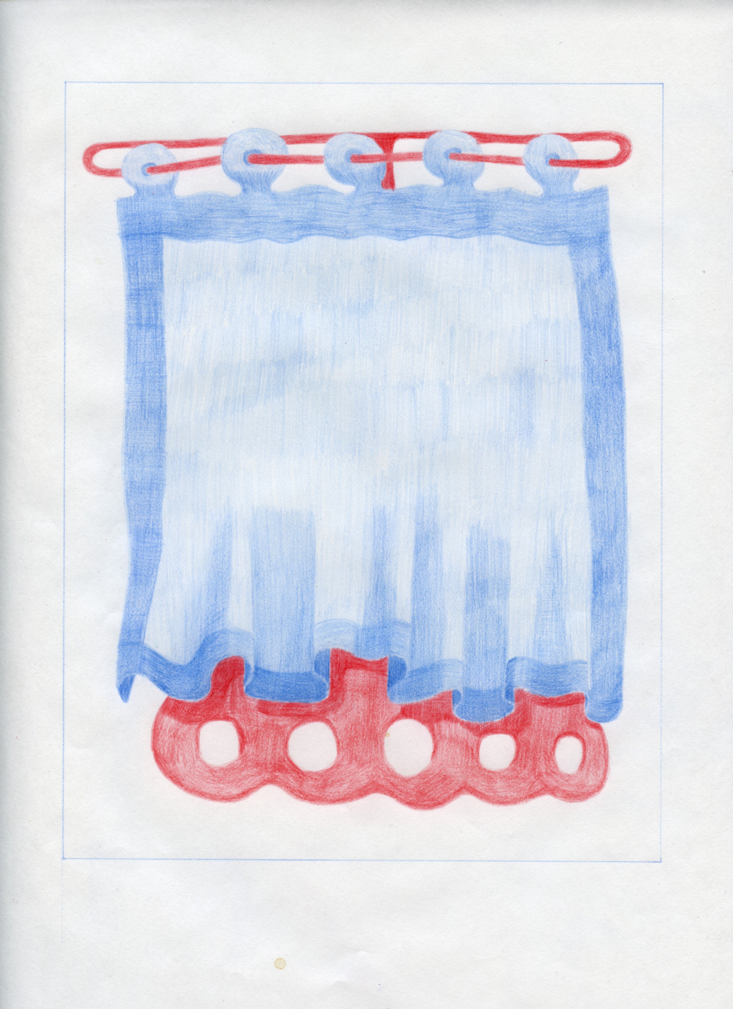  Workplace Drawing #38, 2021, Red and Blue Graphite on Bond Paper, 9”x 12”. 