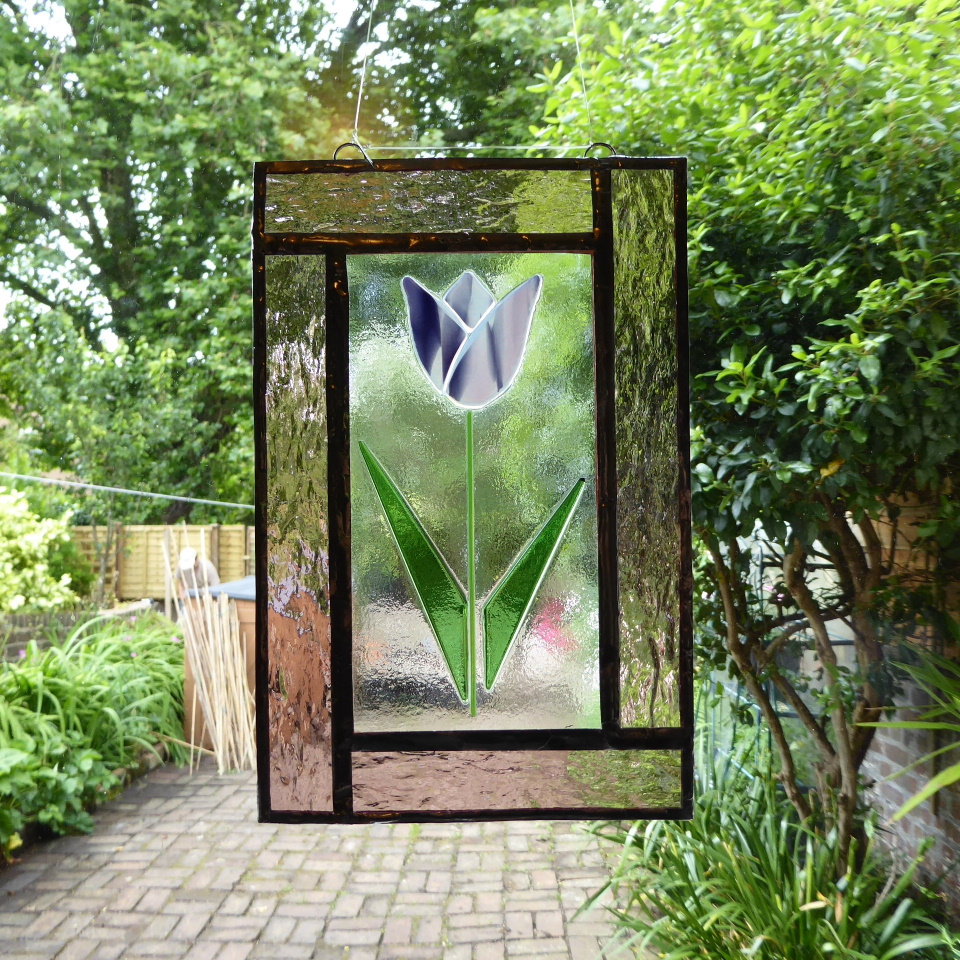 Pink tulip window panel