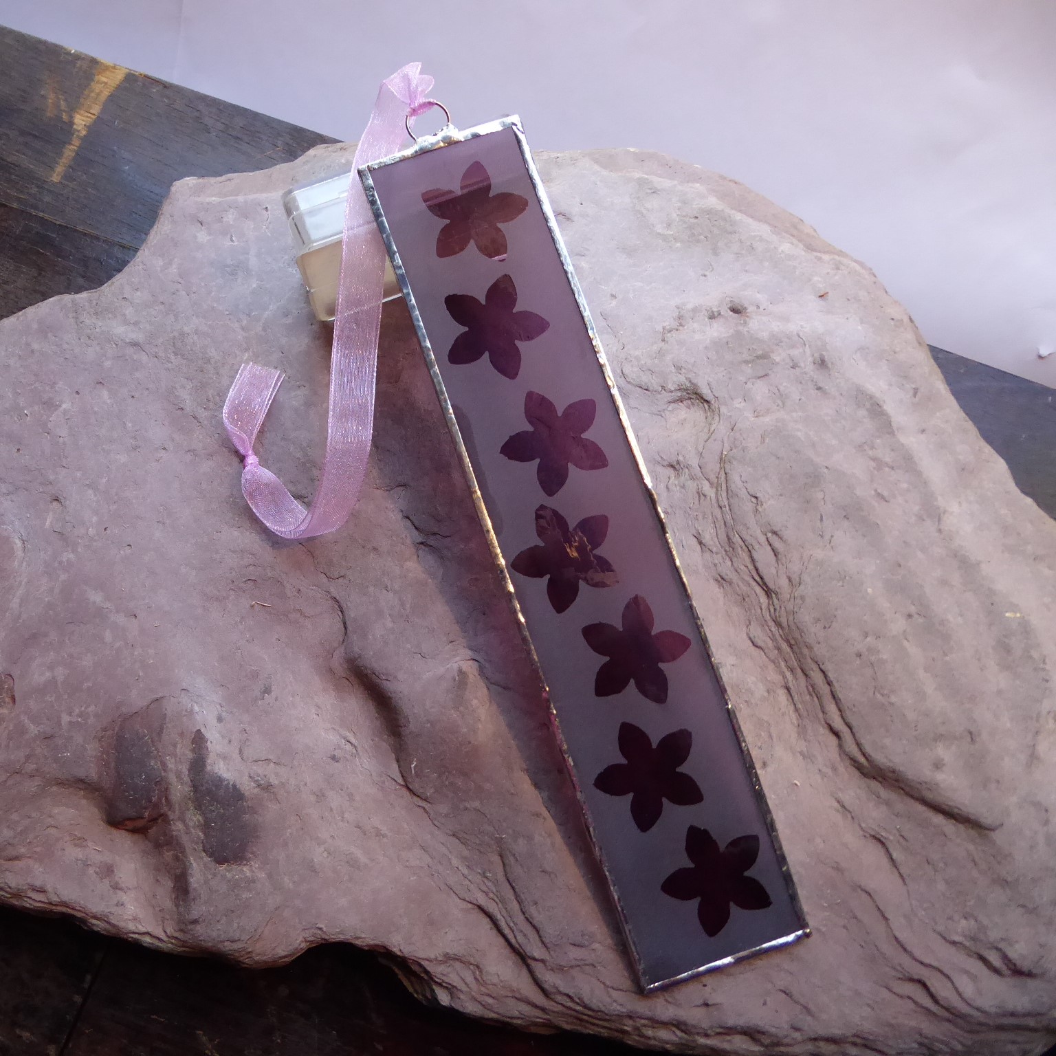 Pink frosted flower suncatcher