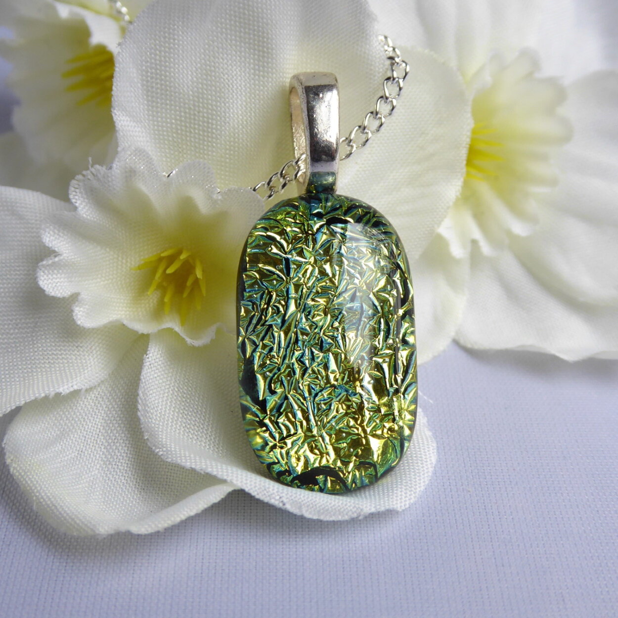 Gold fused glass pendant