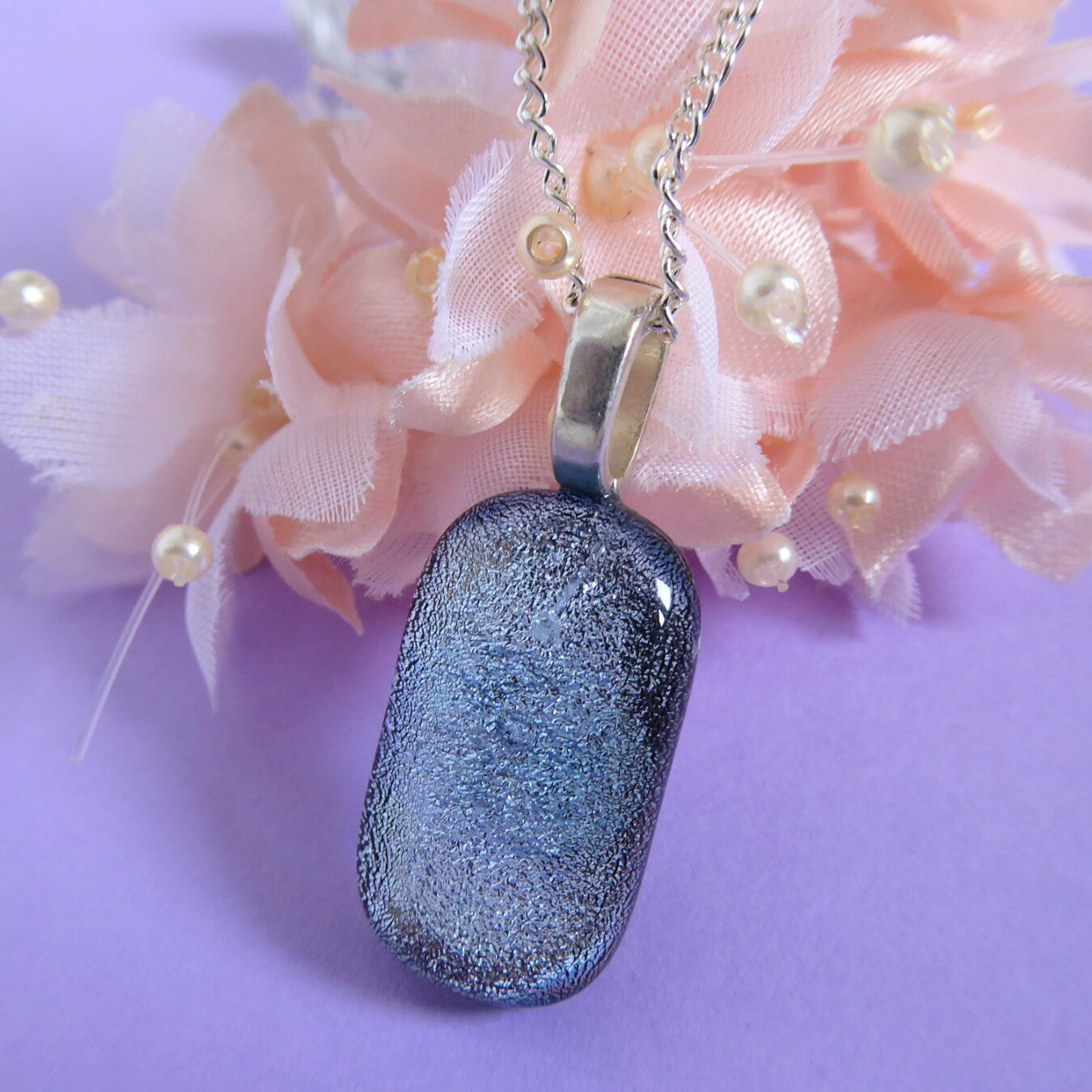 Silver fused glass pendant