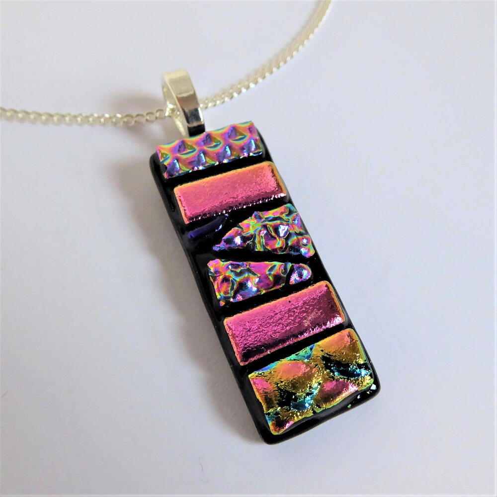 Bright pink mosaic pendant on sale in my Etsy shop