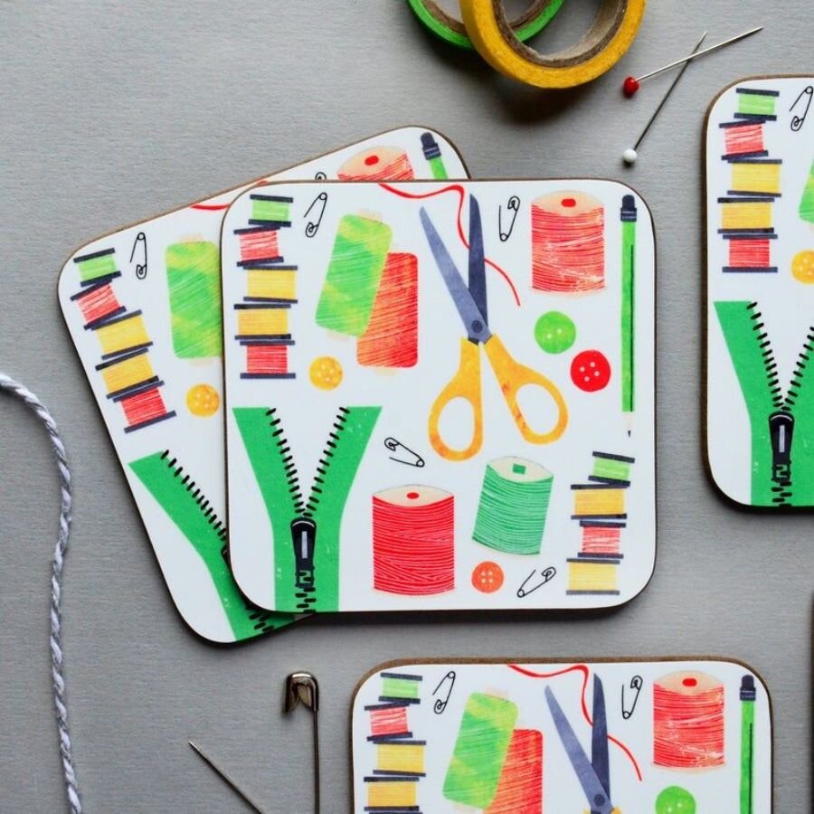 Sewing coasters from Fiona Clabon Illustration