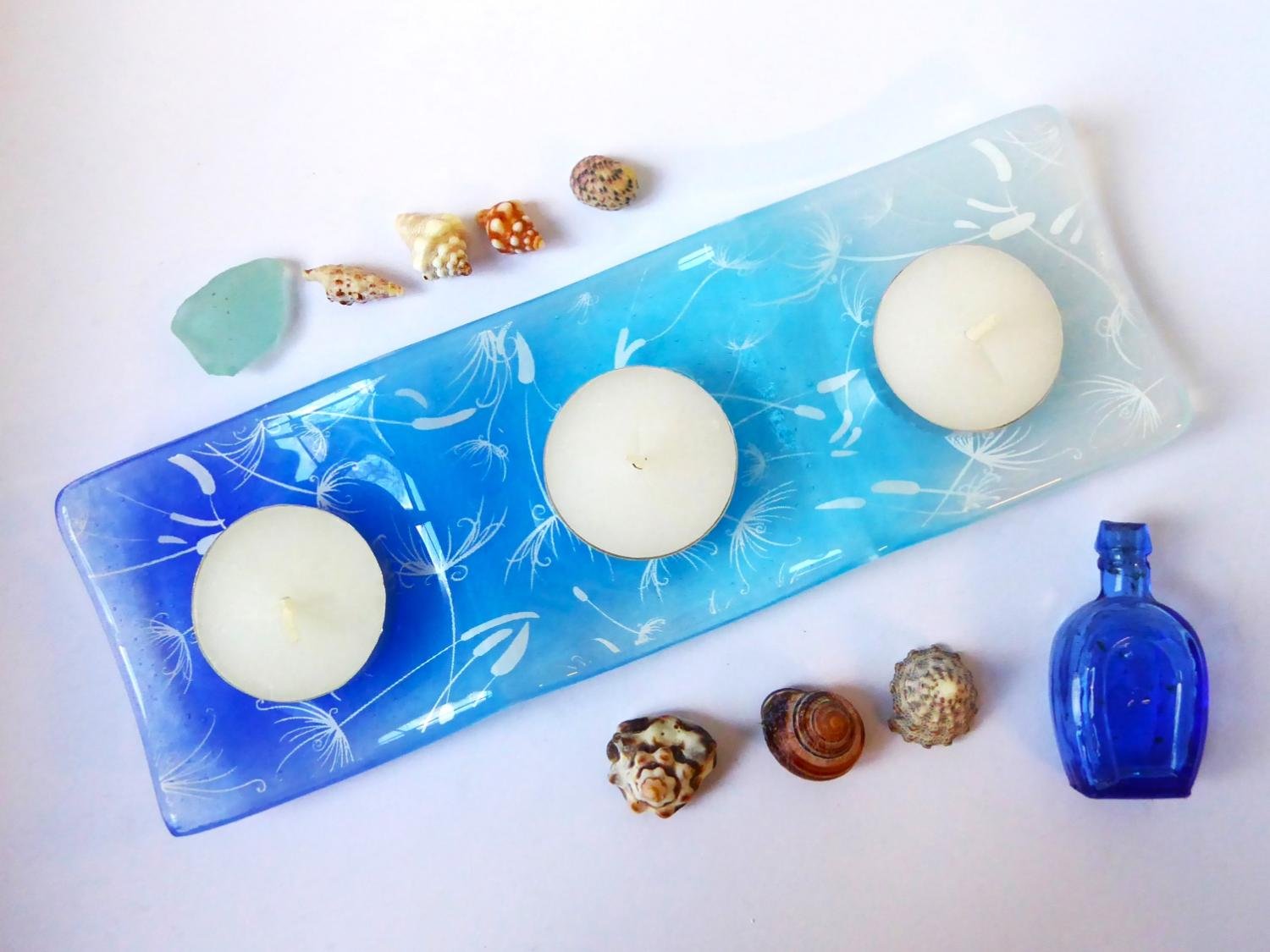 Blue tealight tray