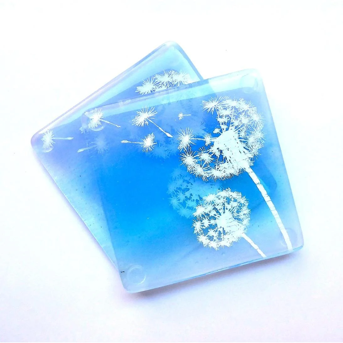 Blue dandelion coasters