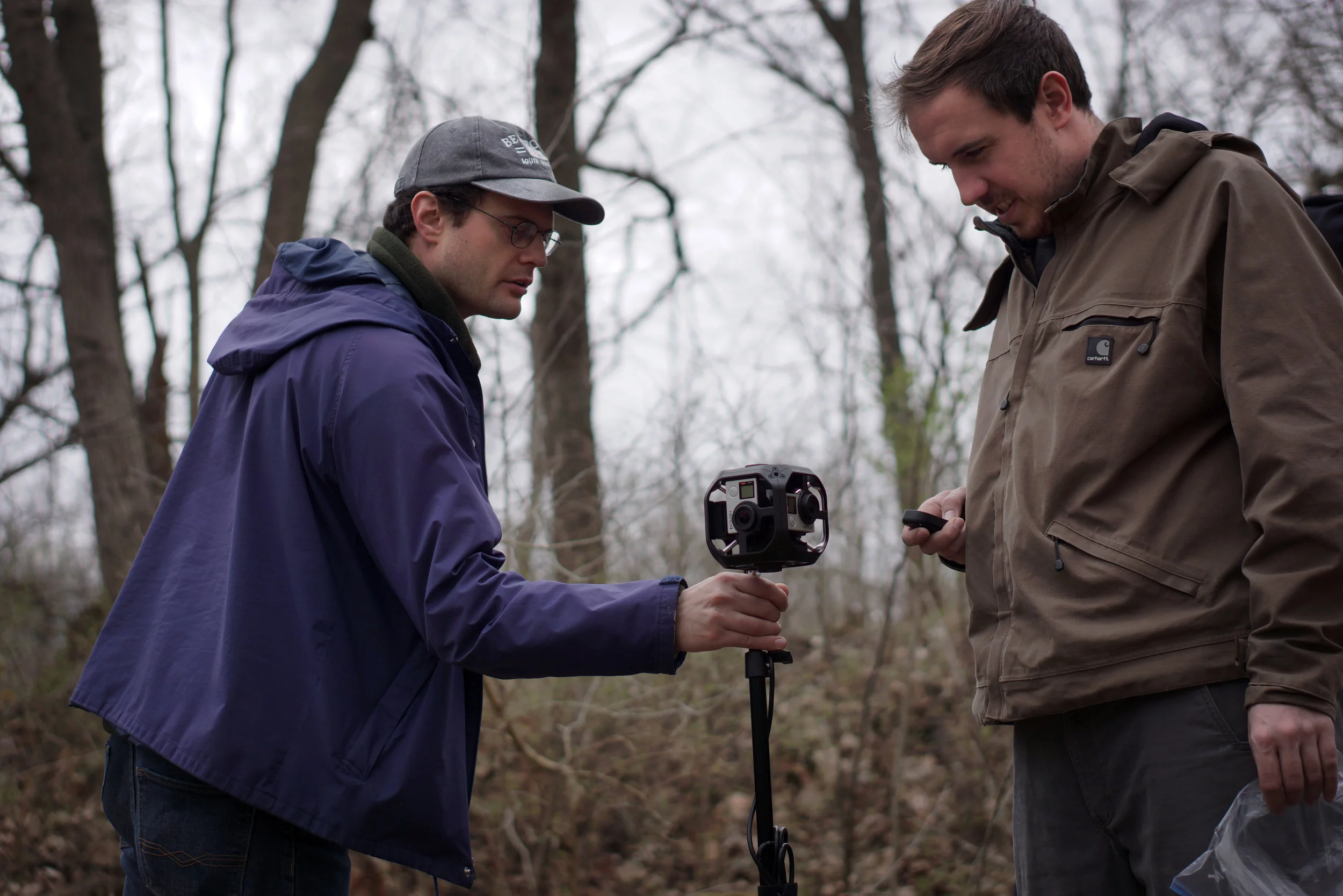 Keith Johnson (co-director) left, Michael Palm (camera operator) right