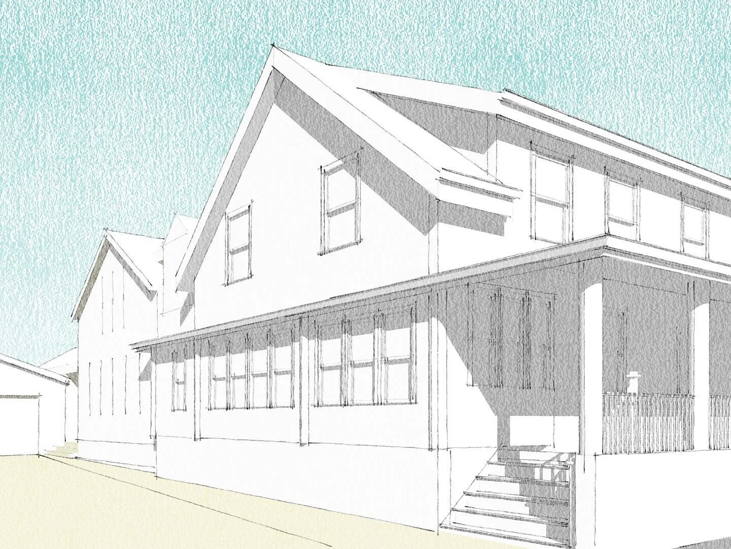 Evolving the plan and moving into massing concepts on this house addition and renovation in Wellesley MA. #residentialdesign #residentialconstruction #residentialarchitecture #renovation #houserenovations #massingconcept #architecturalsketch #handske