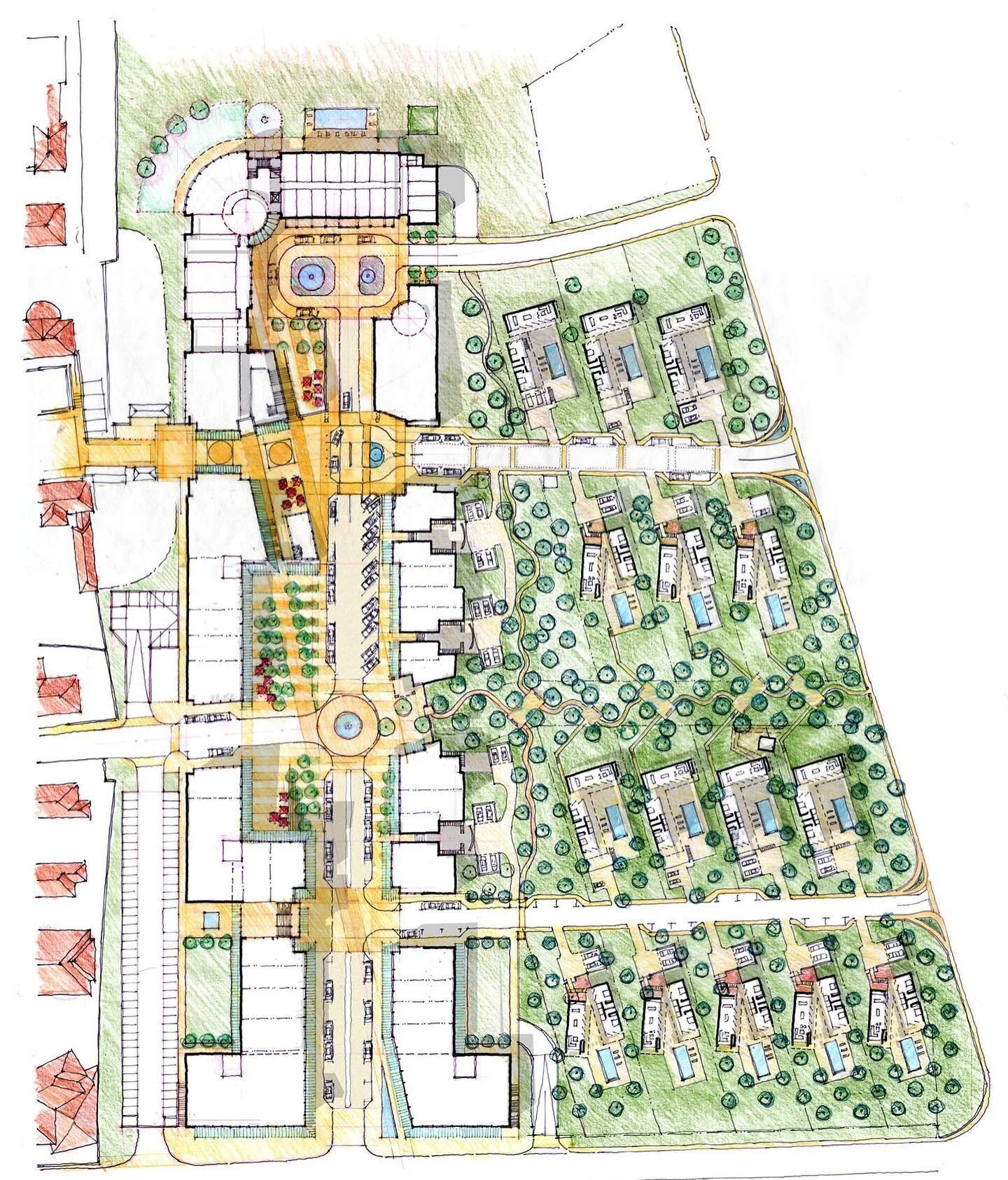 We have a lot of master planning projects on the boards these days. They draw on precedent old and new. The more things change, the more they stay the same… some things. #masterplanning #communitydesign #placemaking #urbandesign #streetscapes