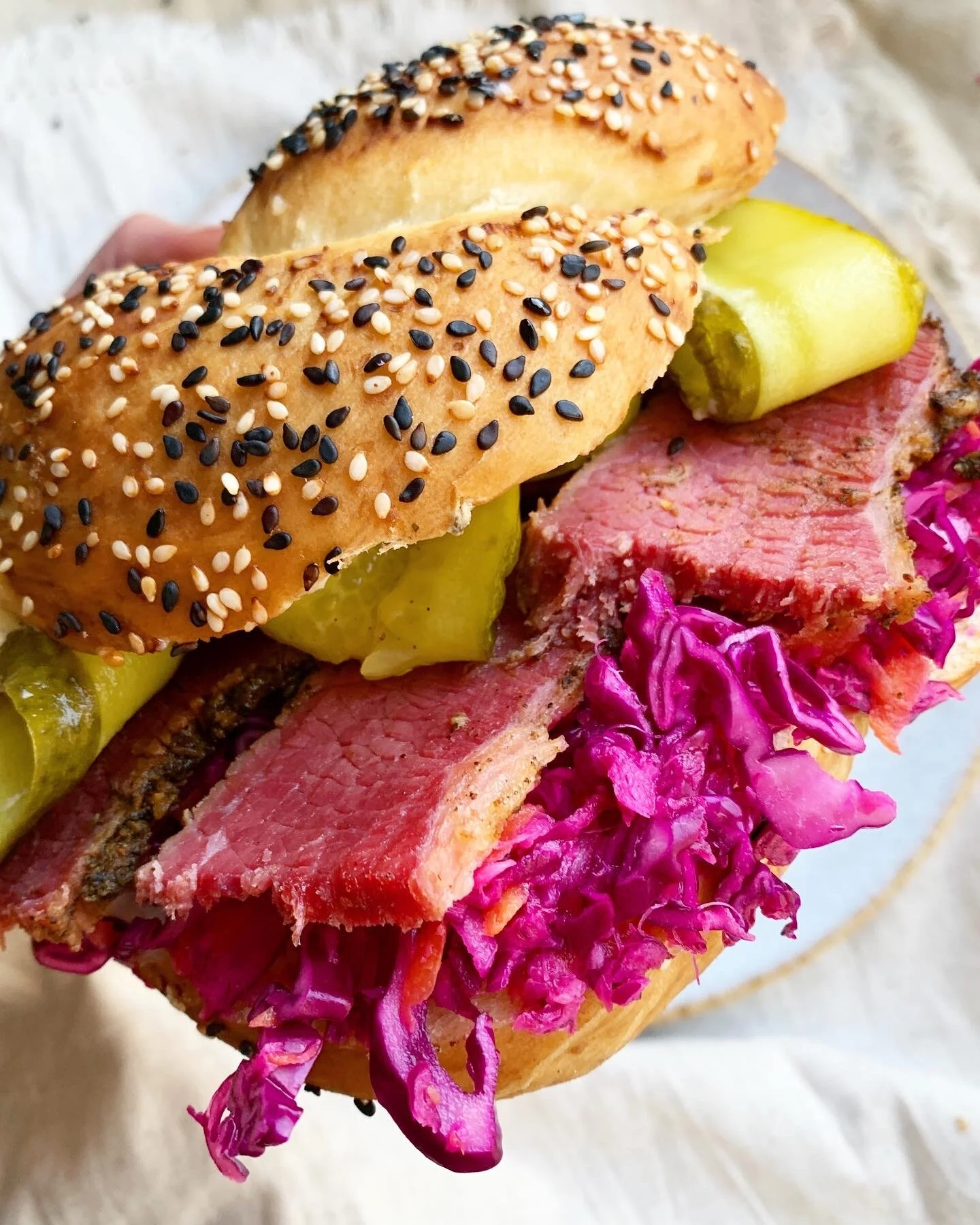 Za'atar Crusted Salt Beef (Pastrami) Sandwich Dine with Dina