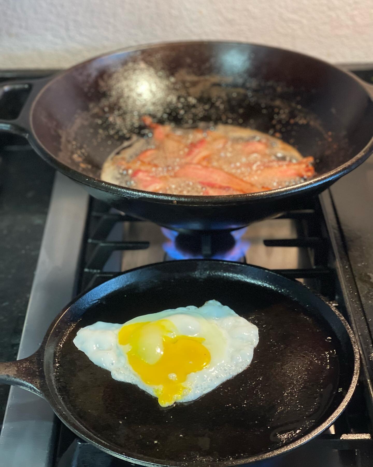 Quick breakfast. Left over enchiladas with a side of bacon and eggs. How are you kicking off your Labor Day?#enchiladas #sideofbaconandeggs #nomnomnom