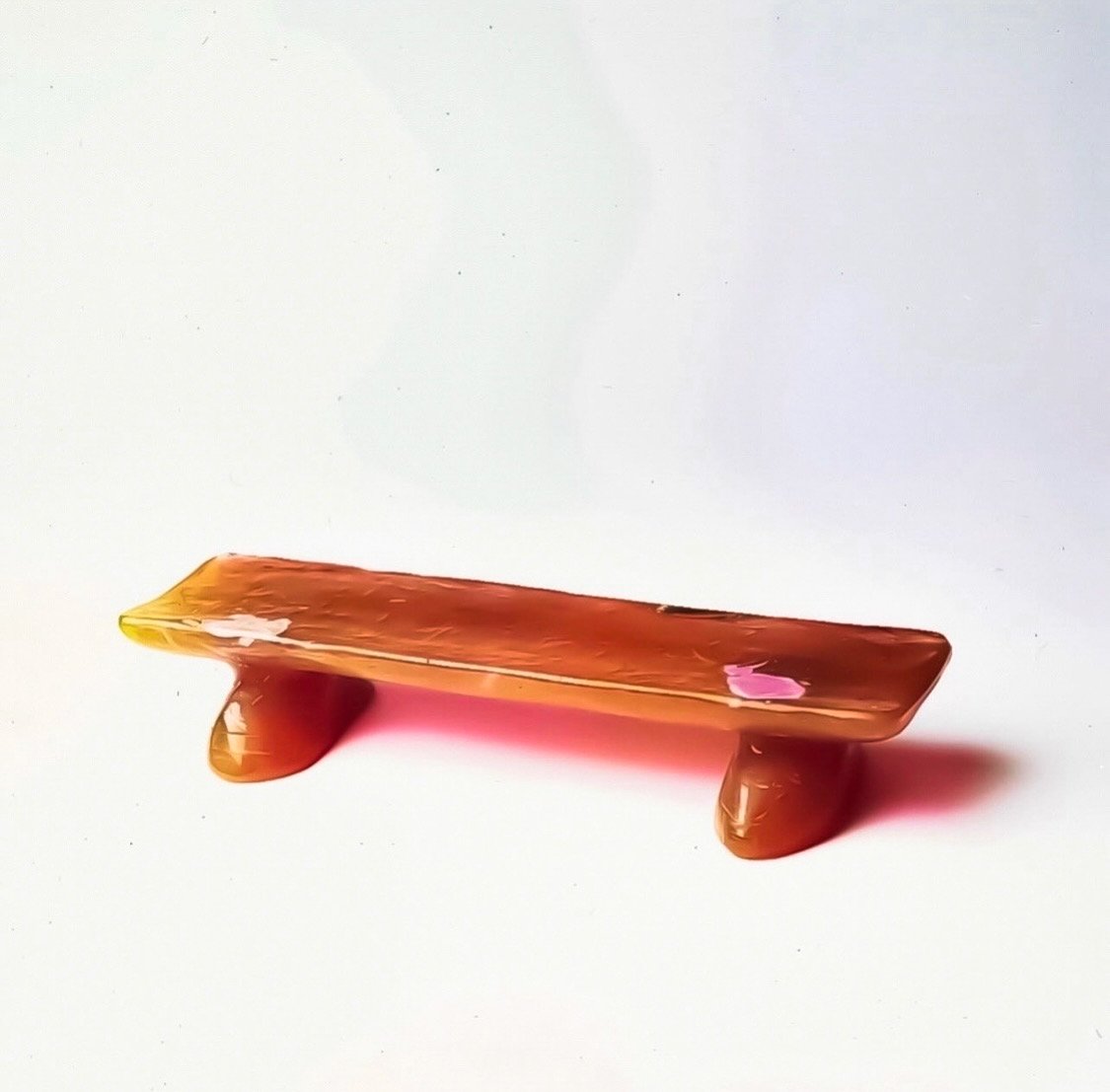Lost wax cast molten glass/crystal meditation bench 