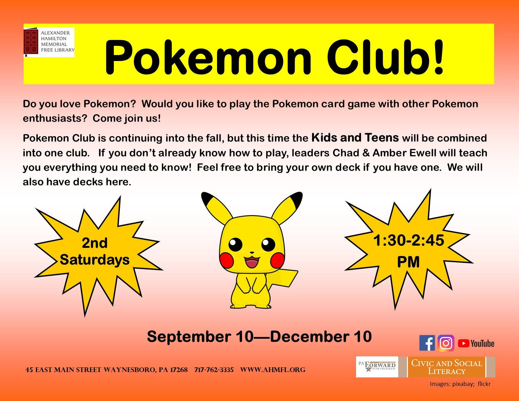 Pokemon Club — Alexander Hamilton Memorial Free Library