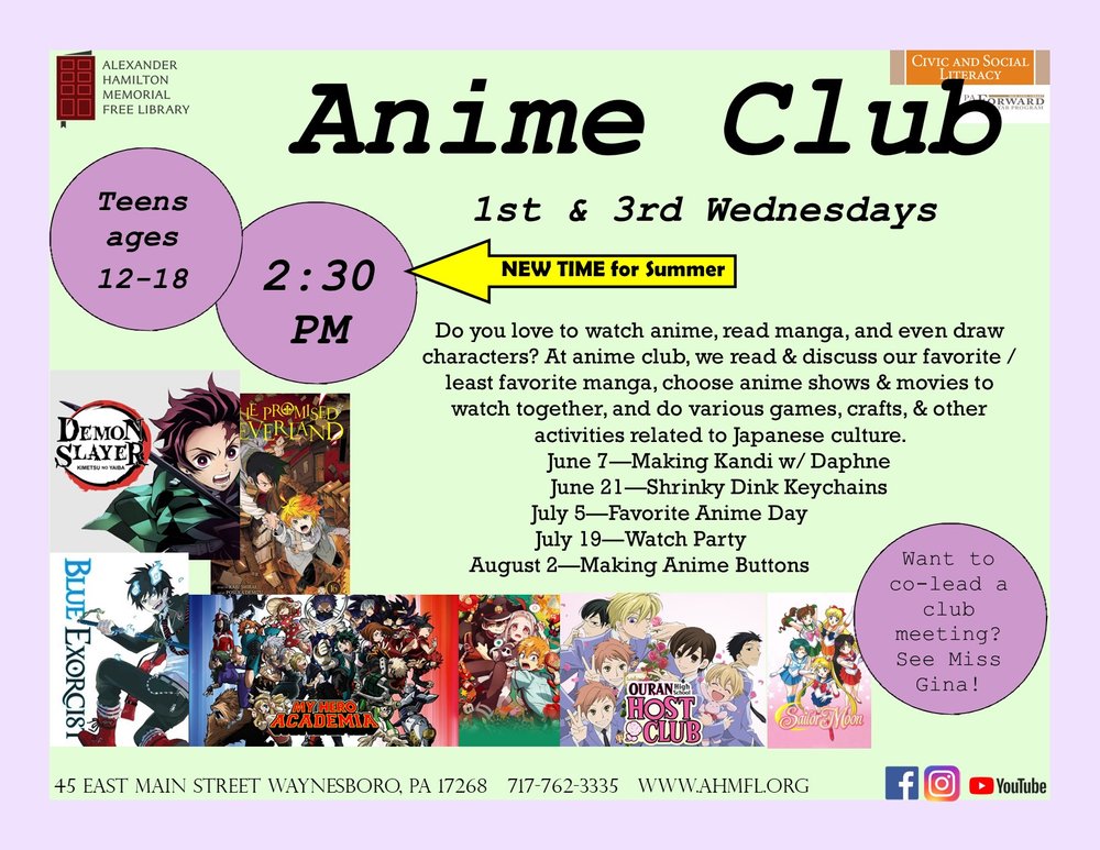  Anime Club - Biblioteca gratuita en memoria de Alexander Hamilton