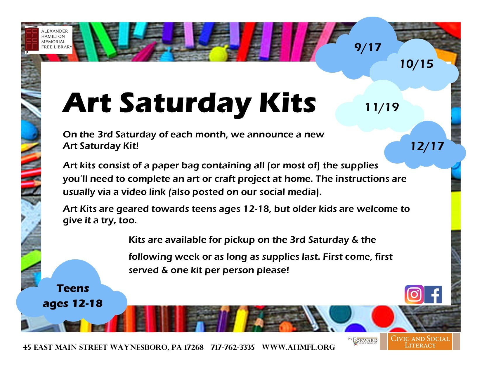 Art Saturday Kits — Alexander Hamilton Memorial Free Library