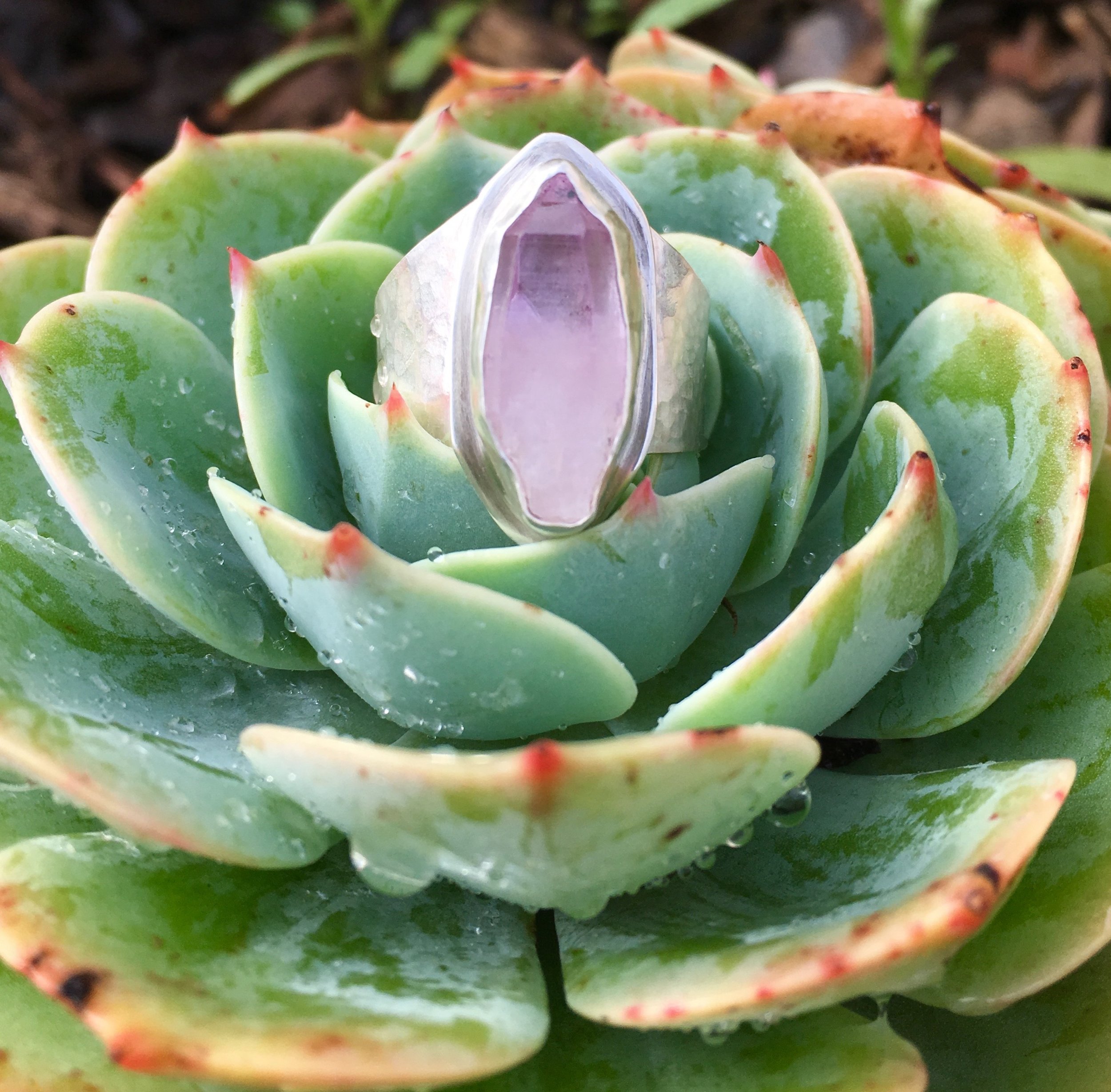 Amethyst Crystal Silver Ring