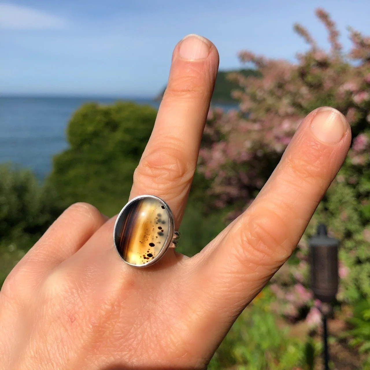 Agate band Silver ring .JPG