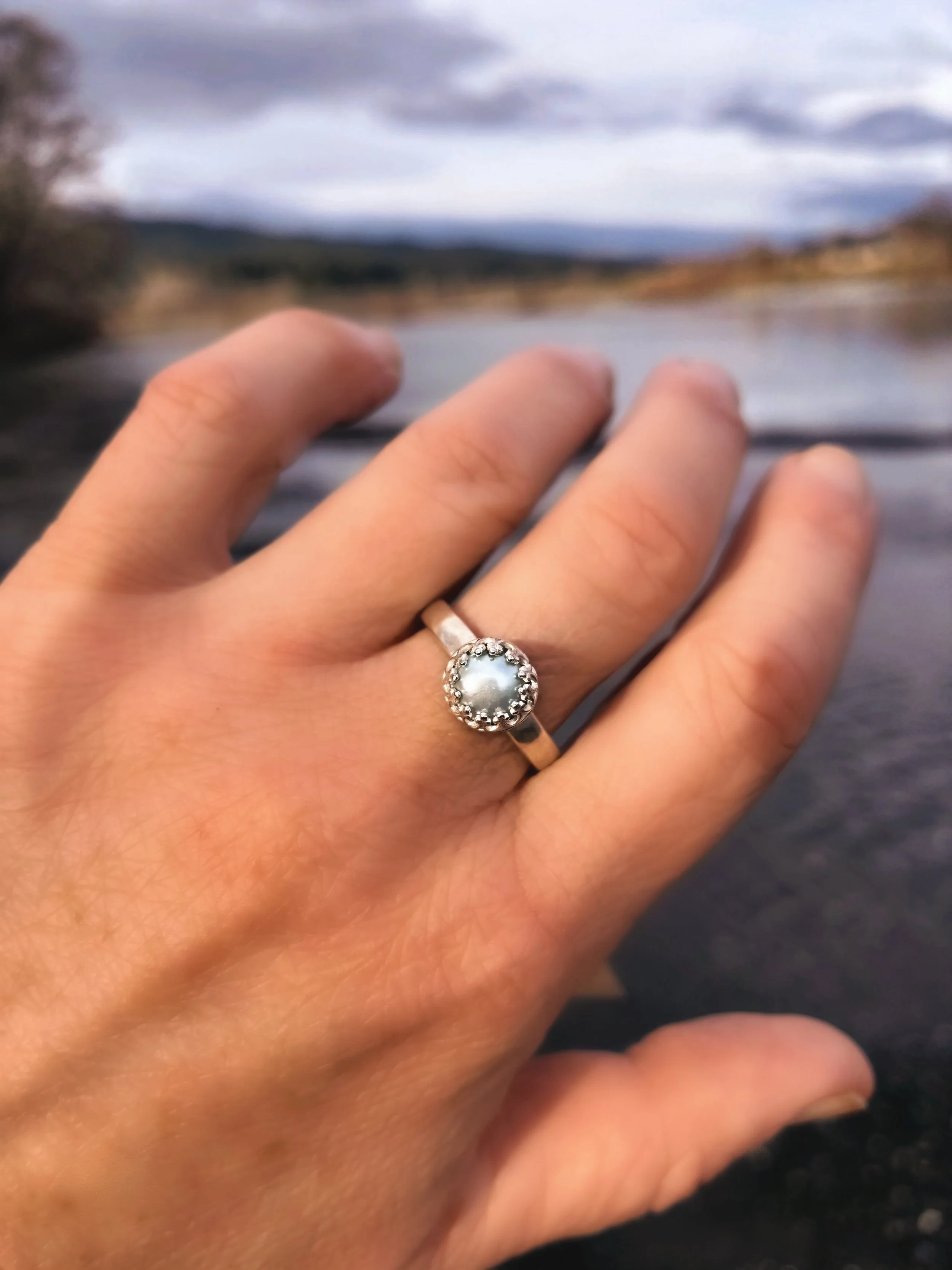 Blue Pearl Princess Ring