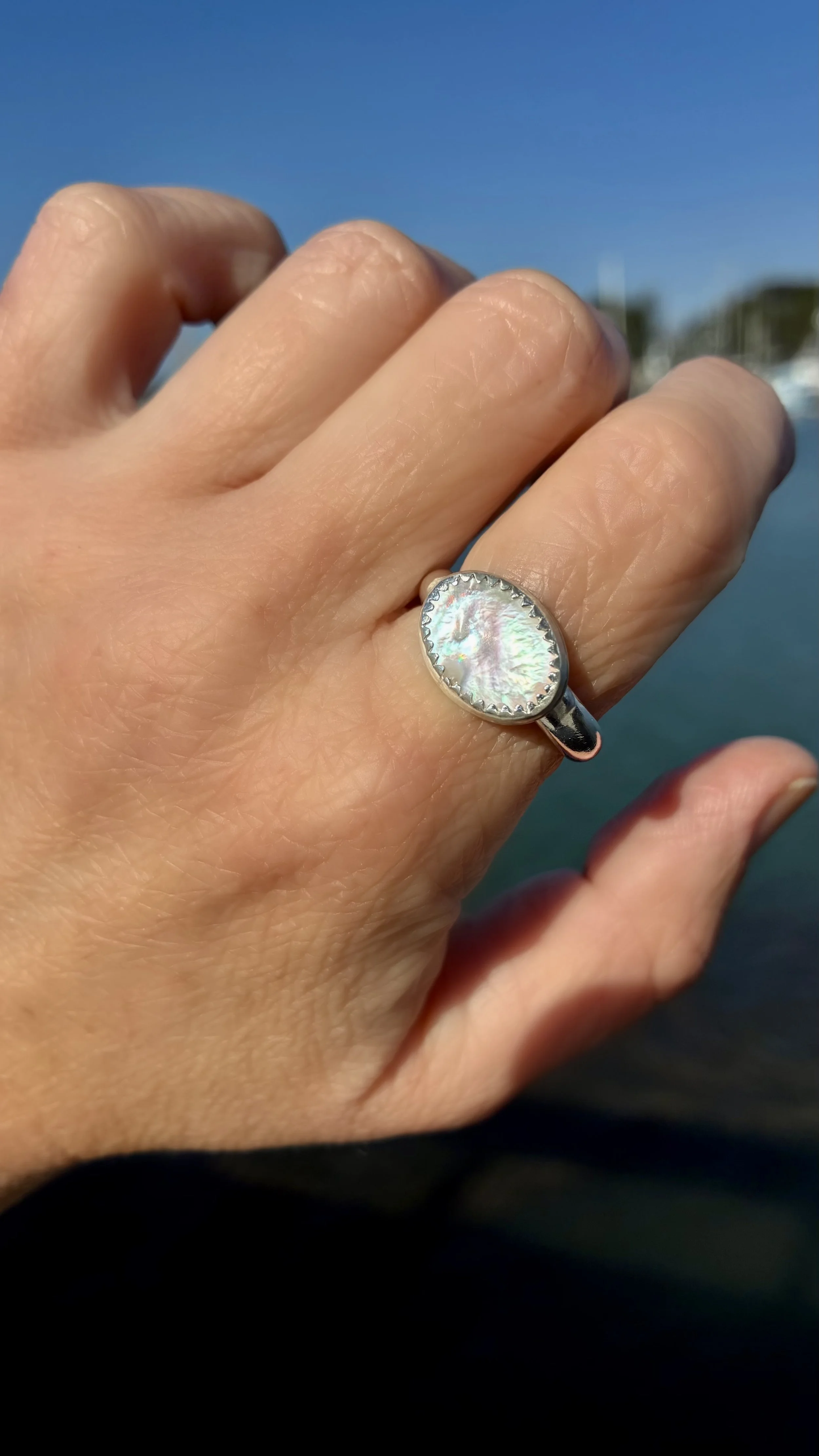 Mother of Pearl Silver Ring